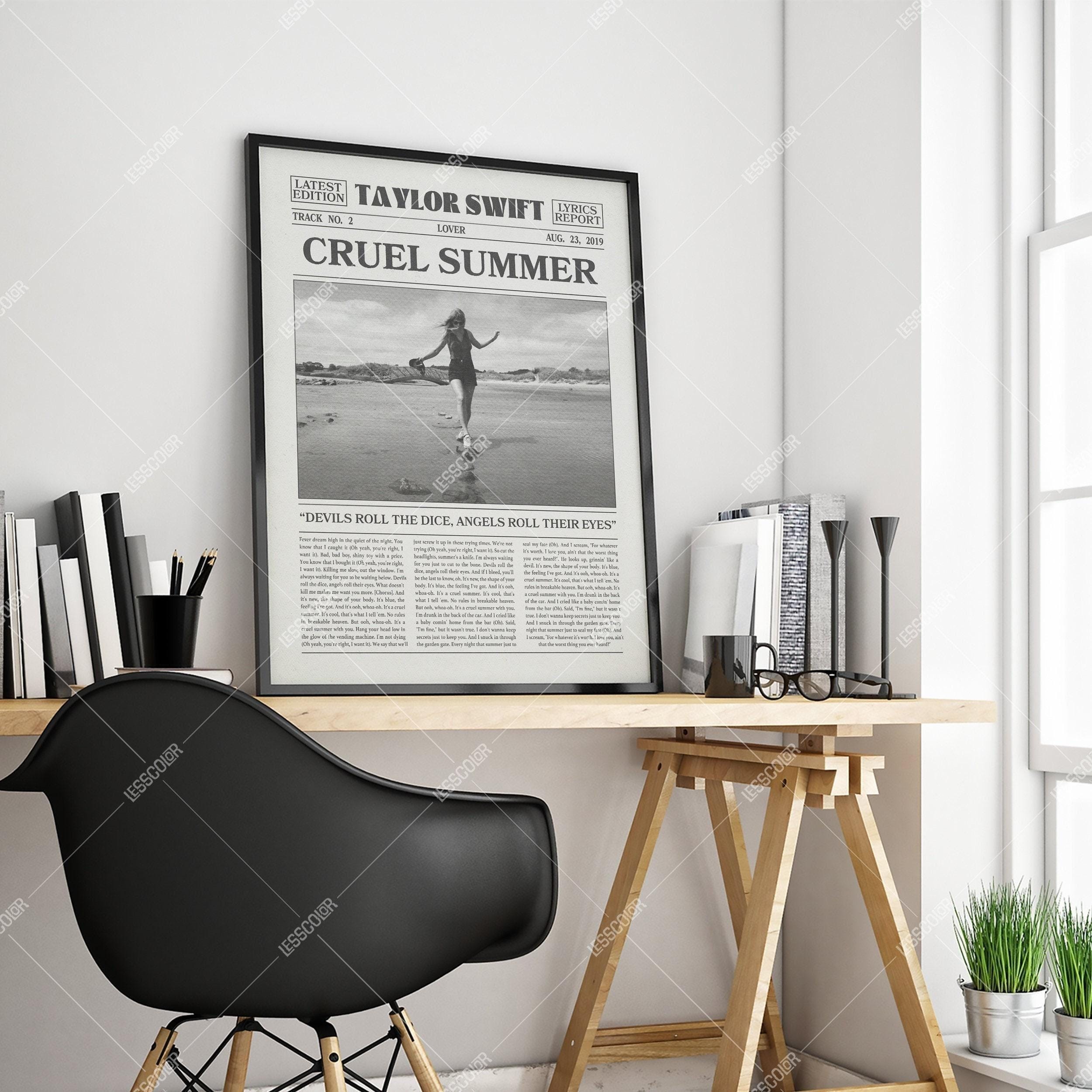 Taylor Swift Retro Newspaper Print, Cruel Summer Poster