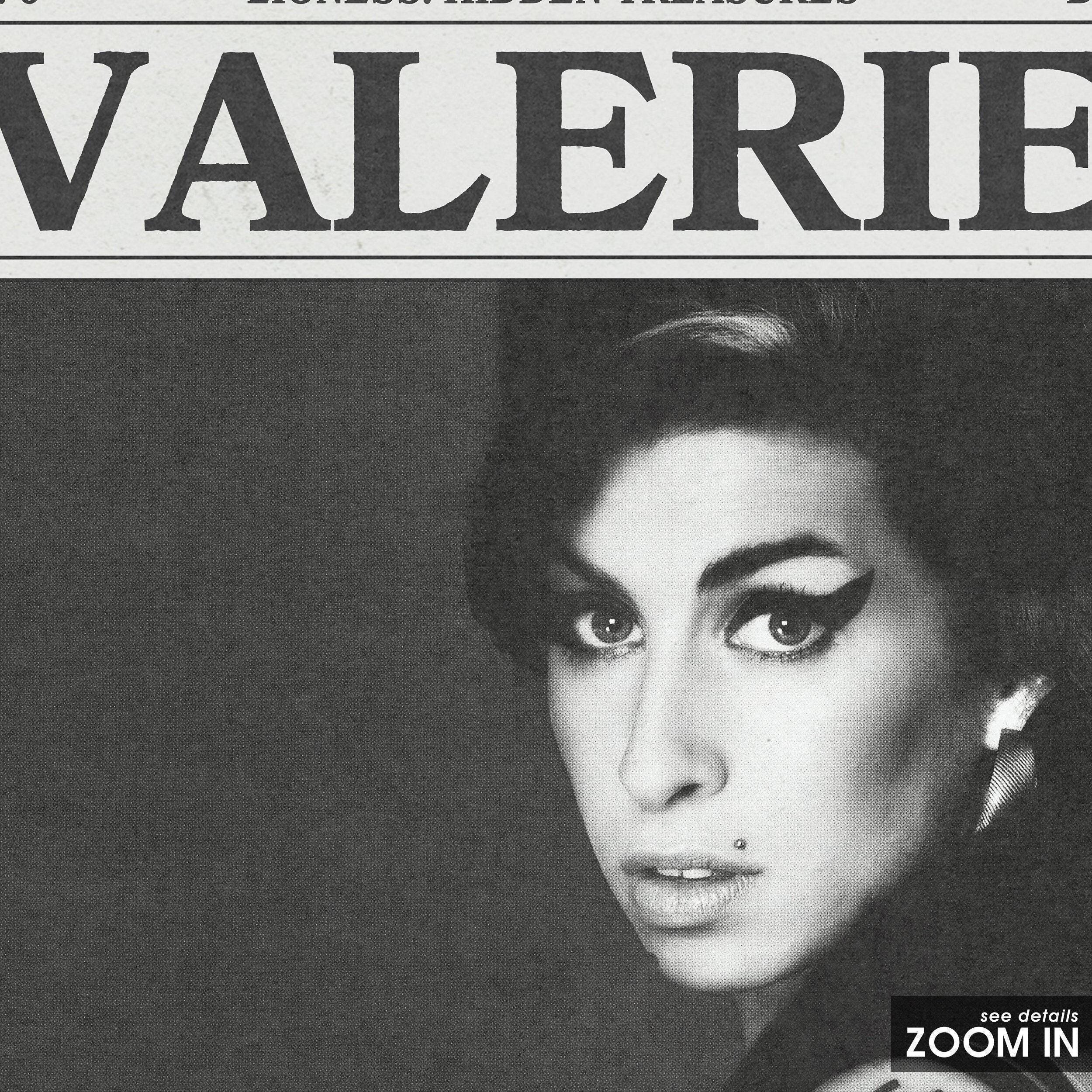 Amy Winehouse Retro Newspaper Print, Valerie Poster