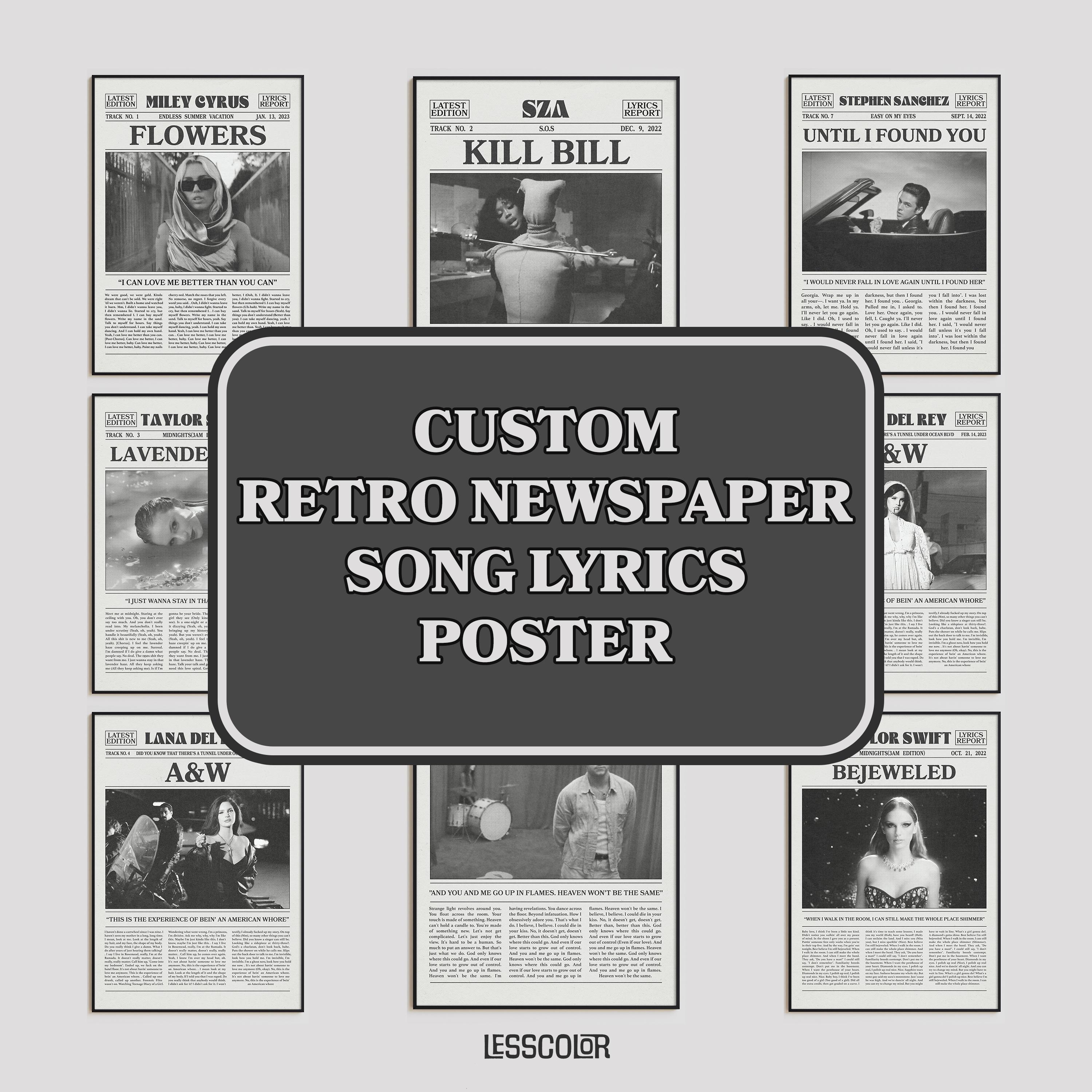 Request Your Retro Newspaper Print / Song Lyrics Poster main variant image