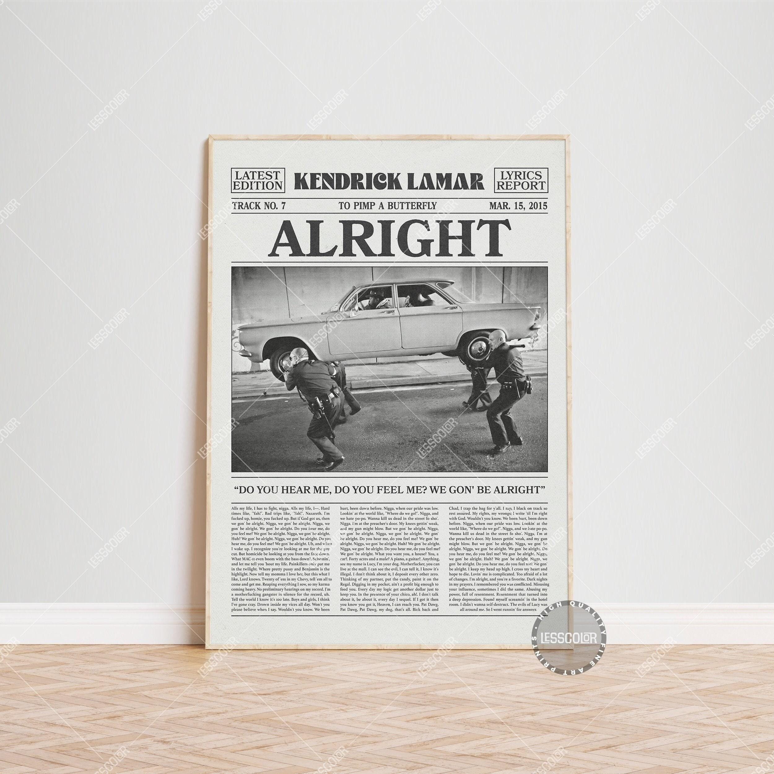 Kendrick Lamar Retro Newspaper Print, Alright Poster