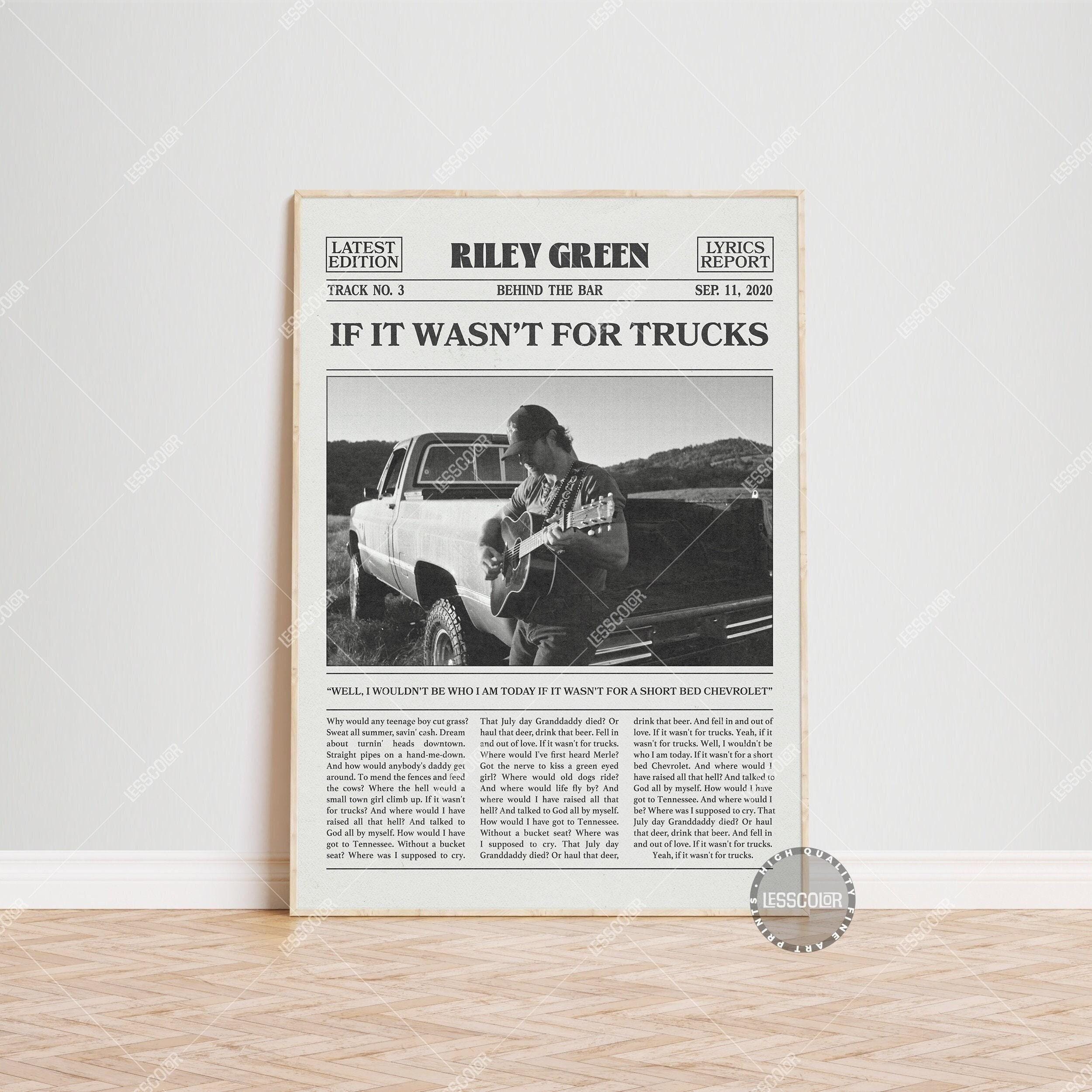Riley Green Retro Newspaper Print, If It Wasn’t For Trucks Poster
