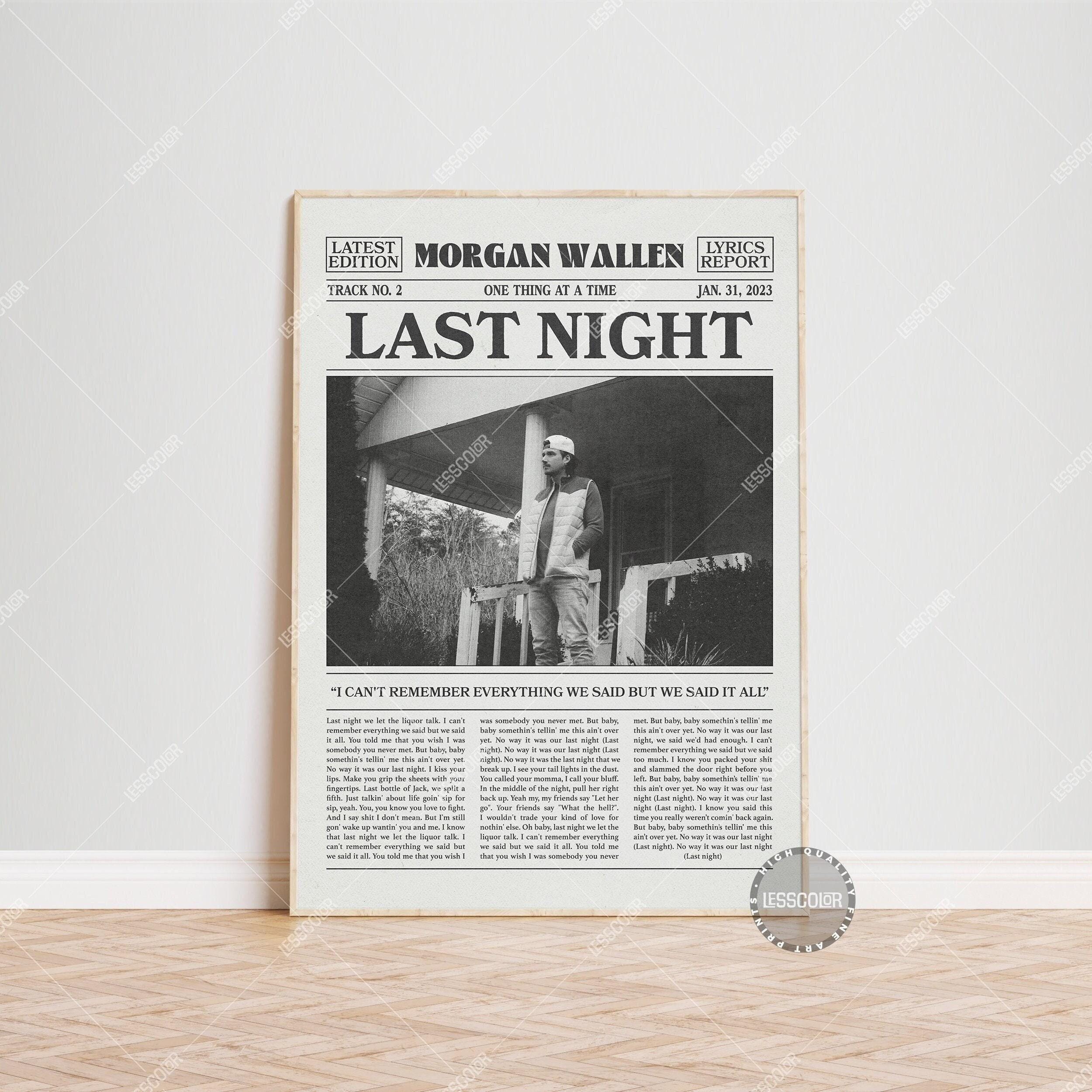 Morgan Wallen Retro Newspaper Print, Last Night Poster