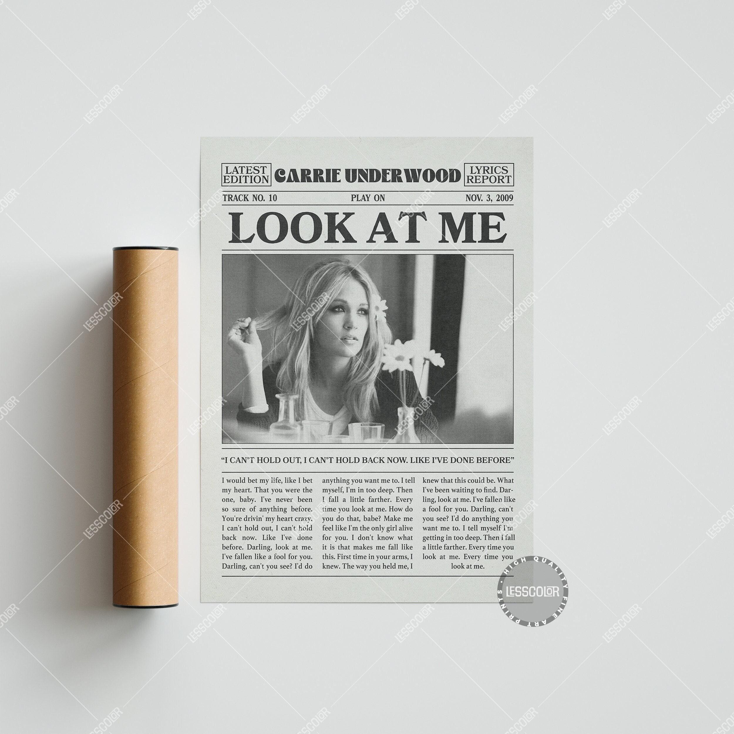 Carrie Underwood Retro Newspaper Print, Look at Me Poster