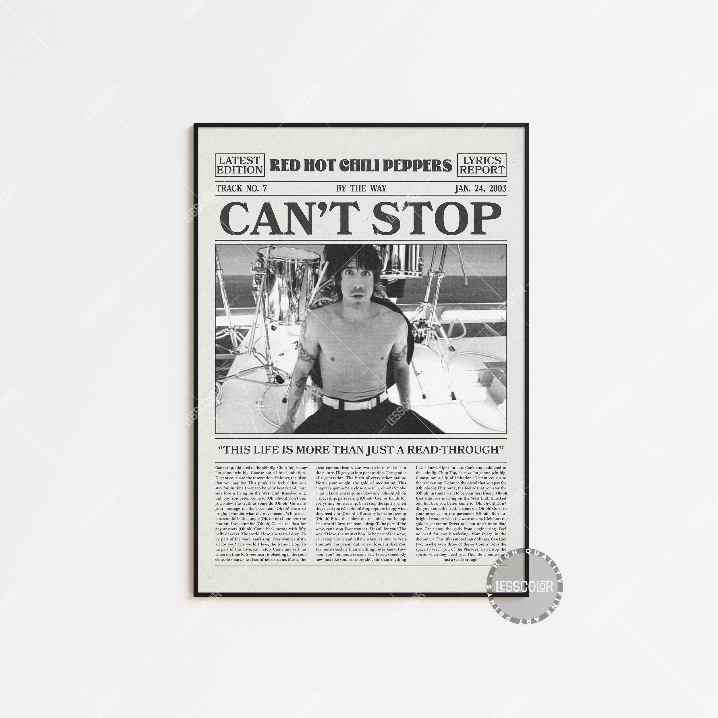 Red Hot Chili Peppers Retro Newspaper Print, Can't Stop Poster main variant image