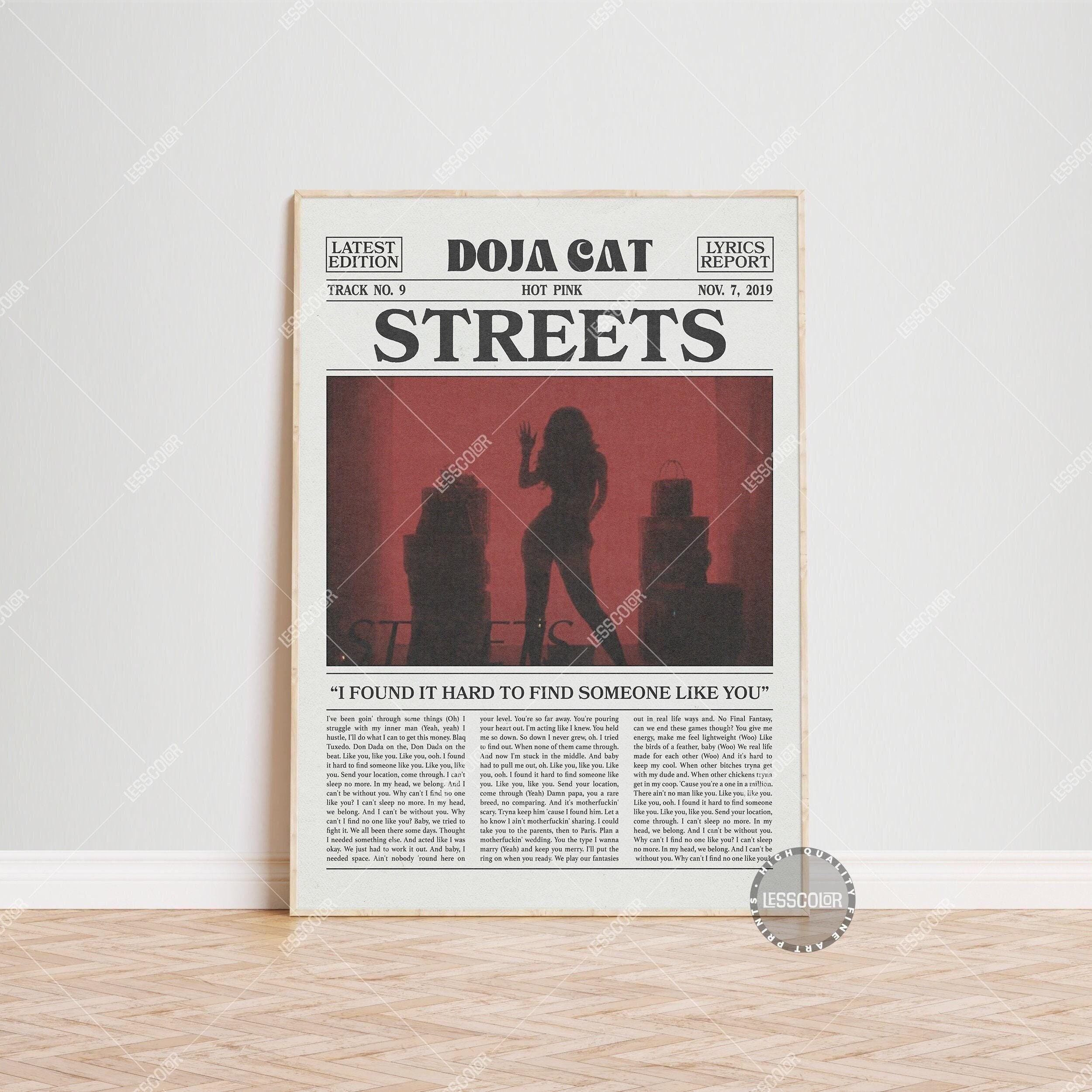 Doja Cat Retro Newspaper Print, Streets Poster