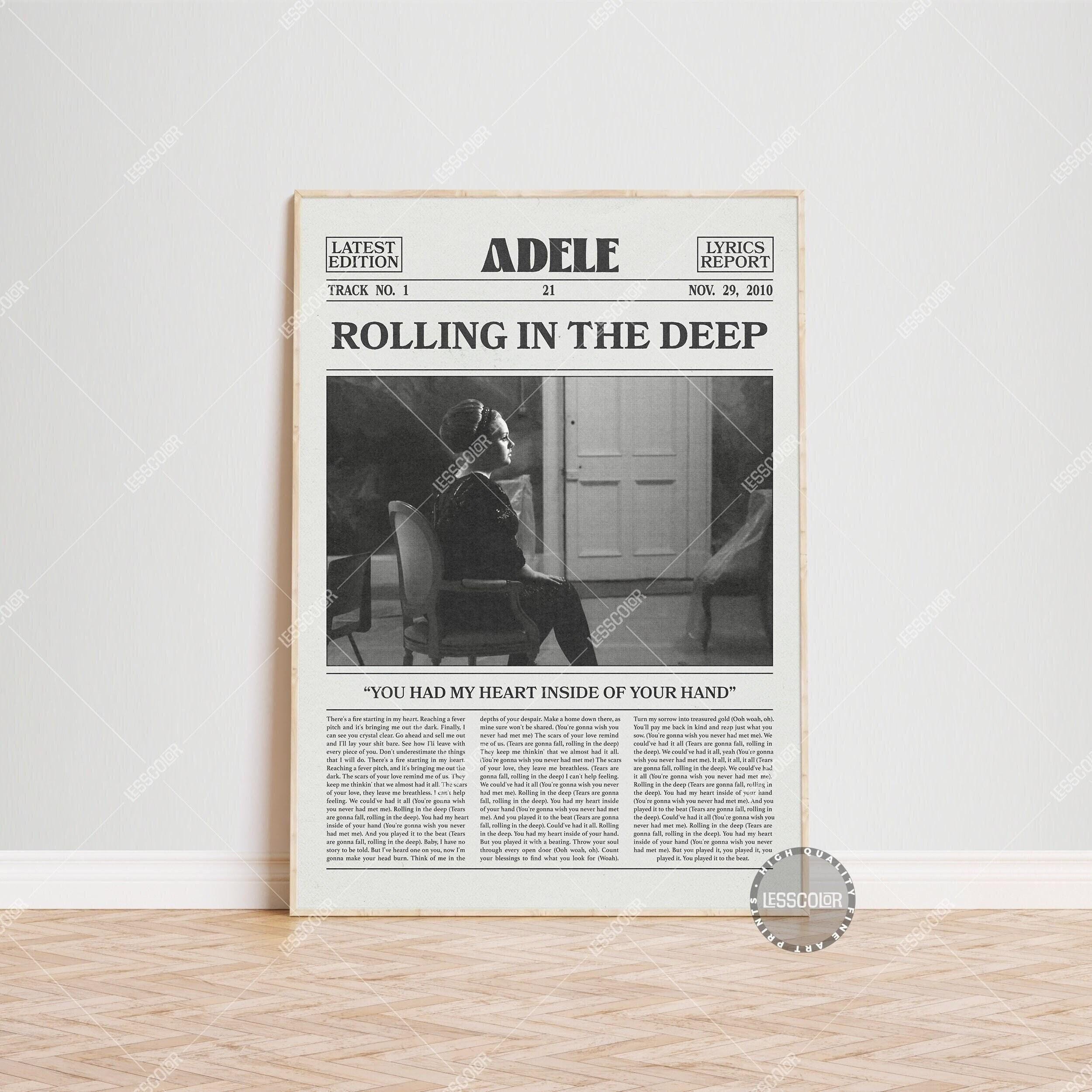 Adele Retro Newspaper Print, Rolling in the Deep Poster