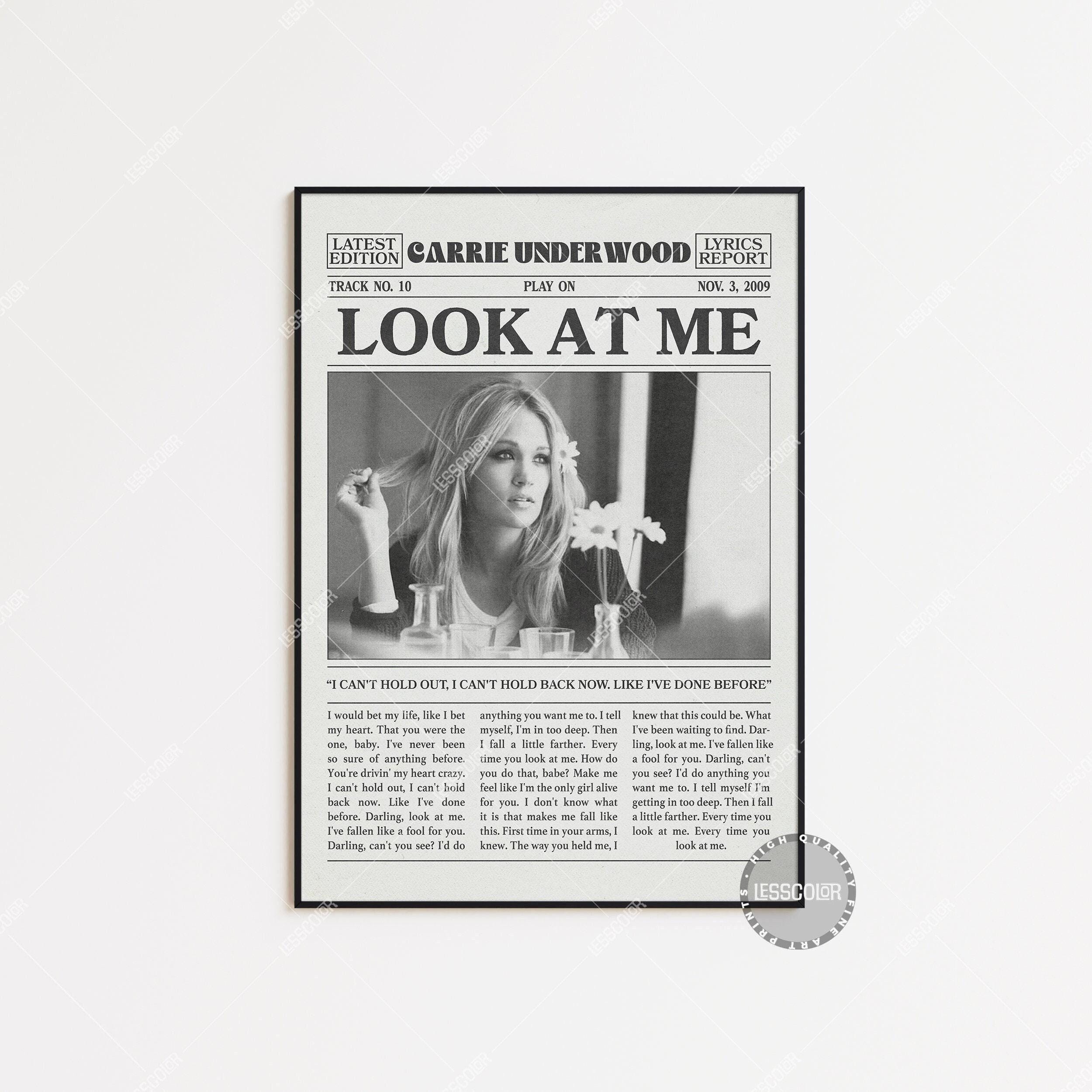 Carrie Underwood Retro Newspaper Print, Look at Me Poster