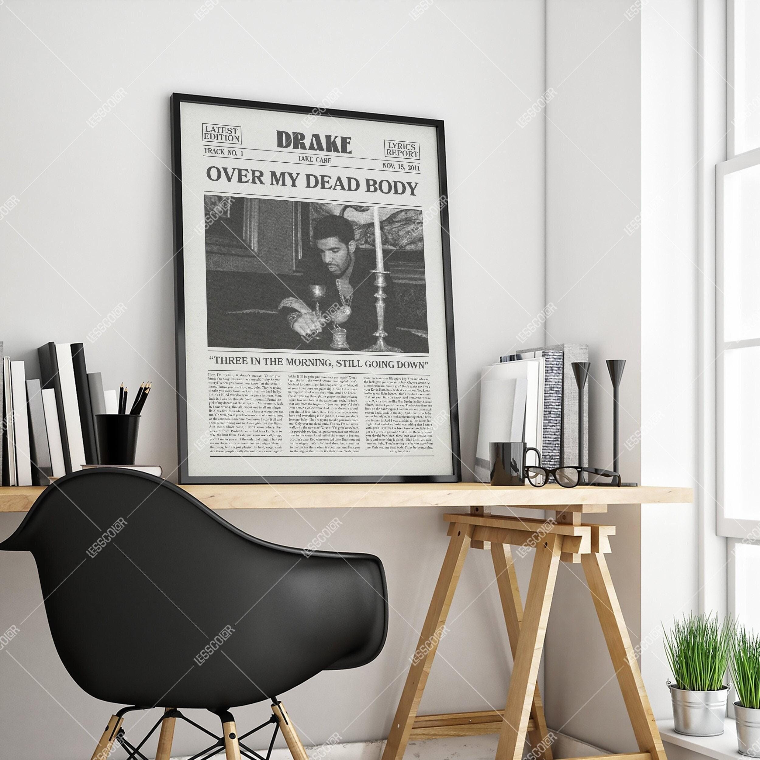 Drake Retro Newspaper Print, Over My Dead Body Poster