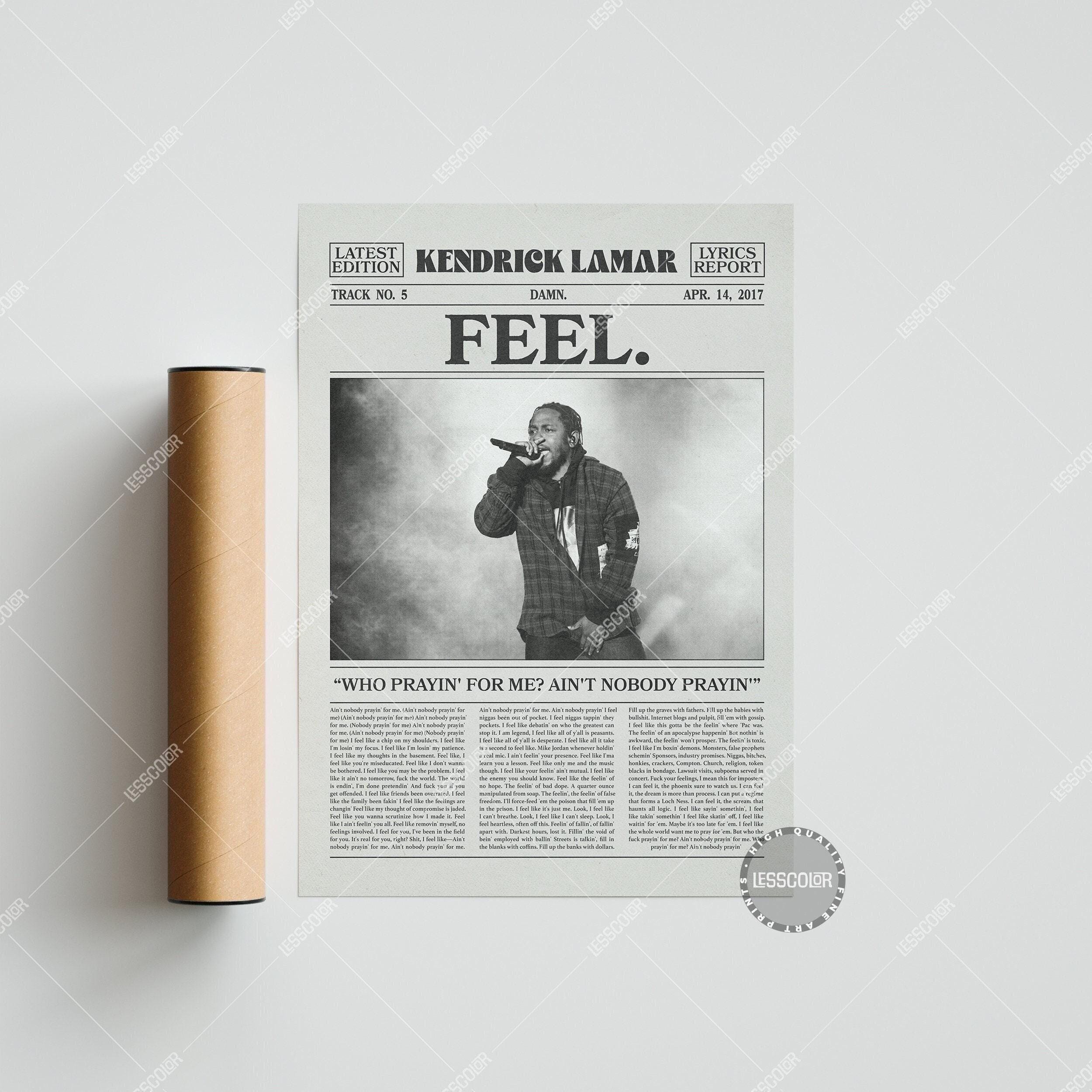 Kendrick Lamar Retro Newspaper Print, FEEL. Poster