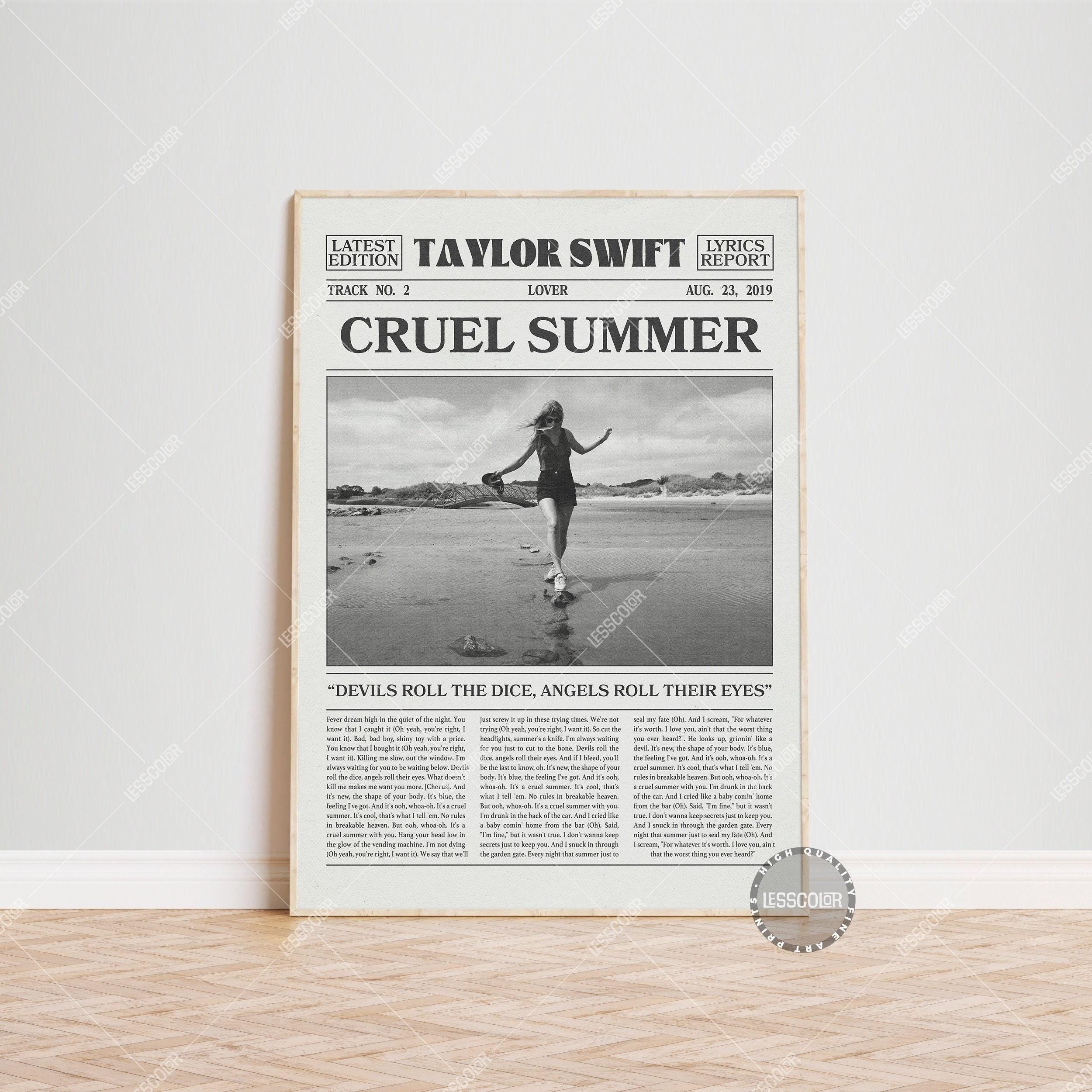 Taylor Swift Retro Newspaper Print, Cruel Summer Poster