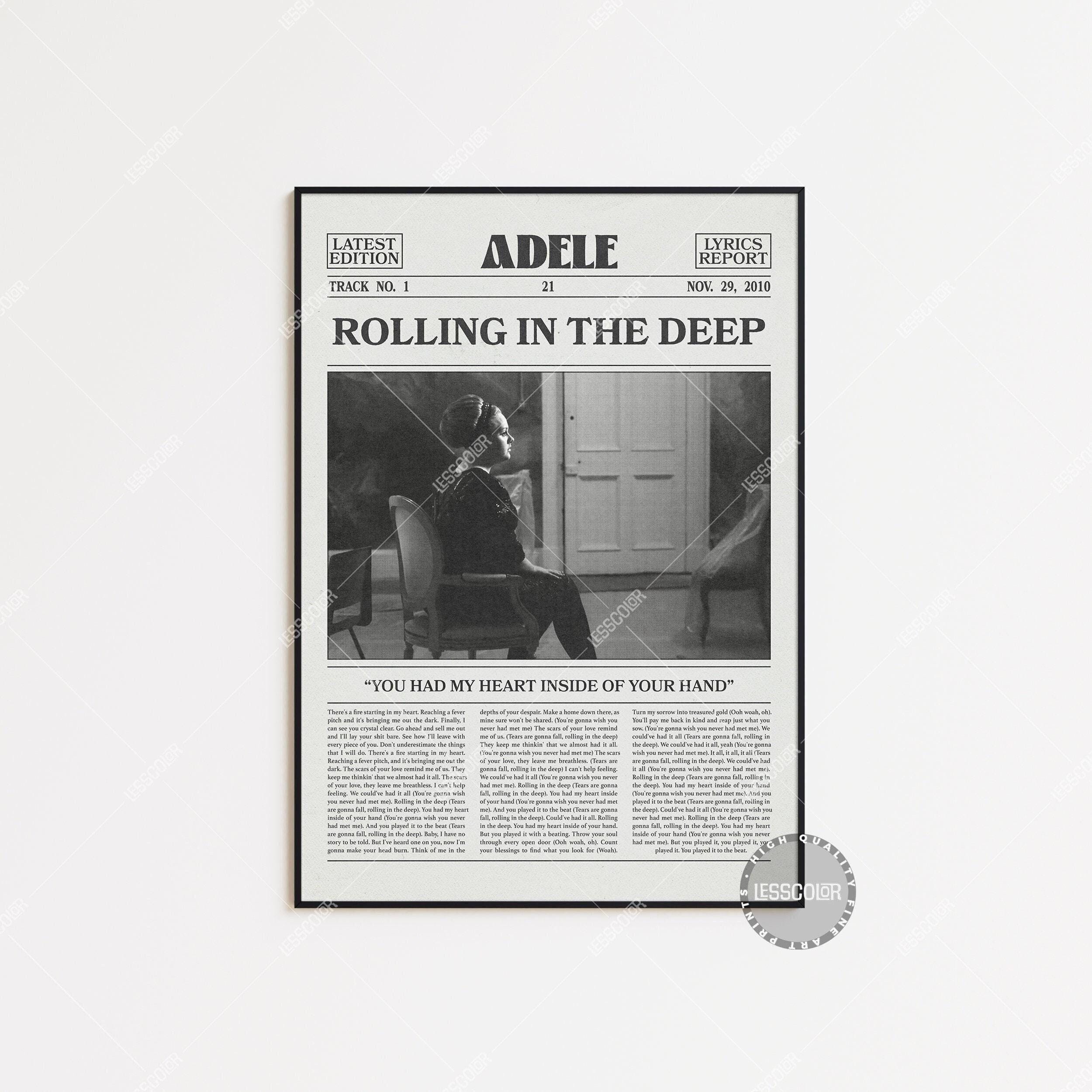 Adele Retro Newspaper Print, Rolling in the Deep Poster