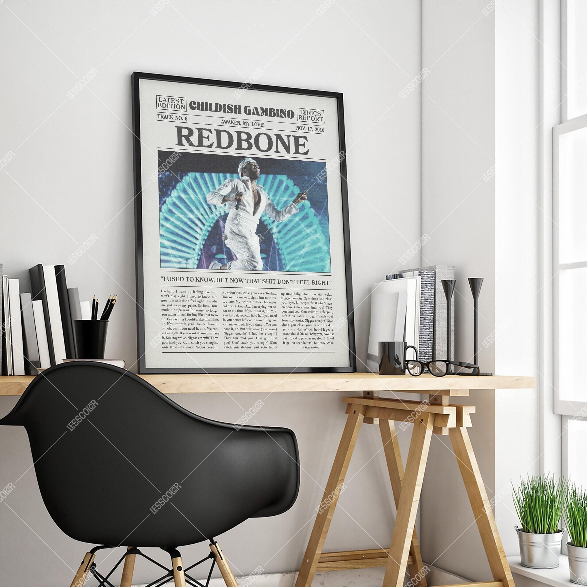 Childish Gambino Retro Newspaper Print, Redbone Poster