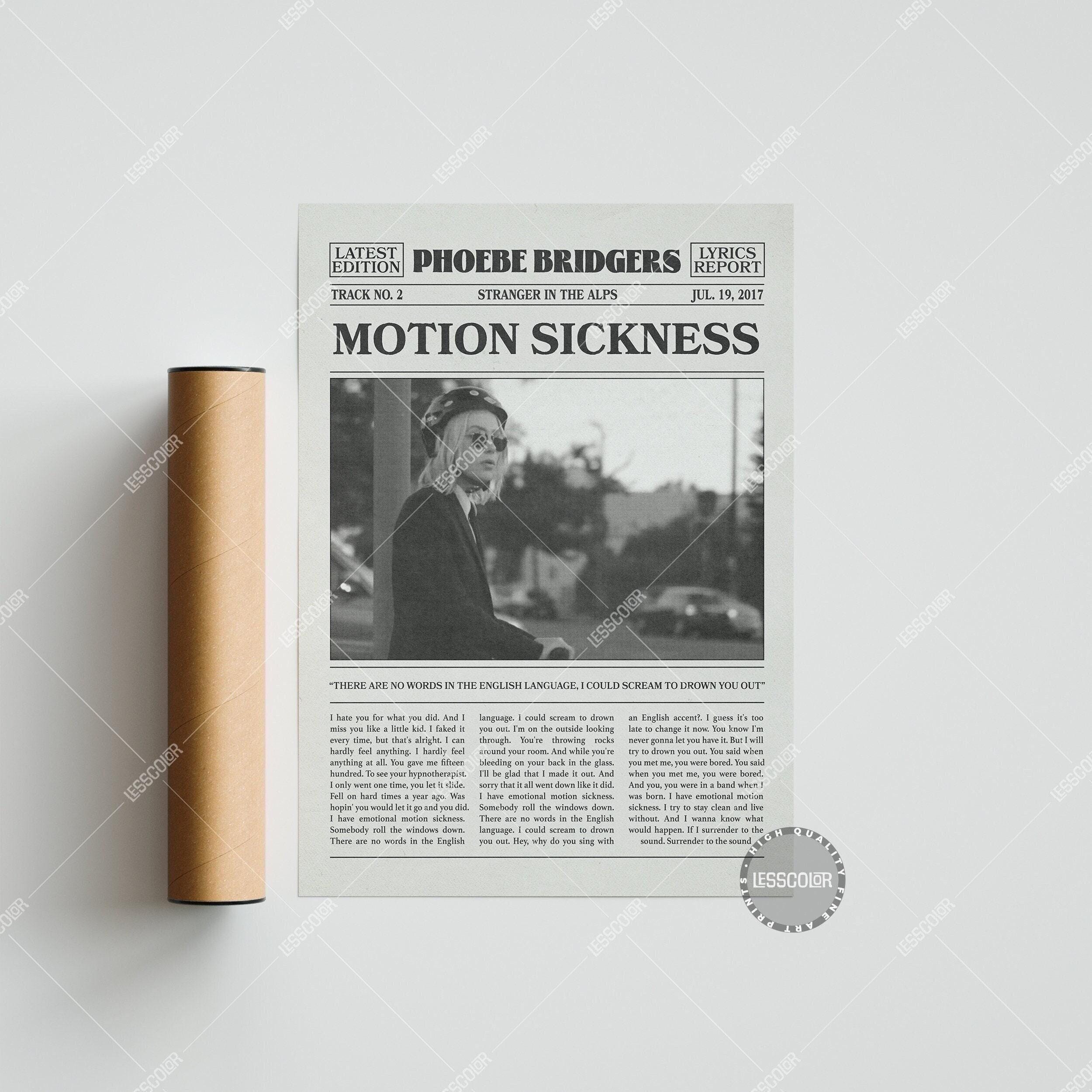 Phoebe Bridgers Retro Newspaper Print, Motion Sickness Poster