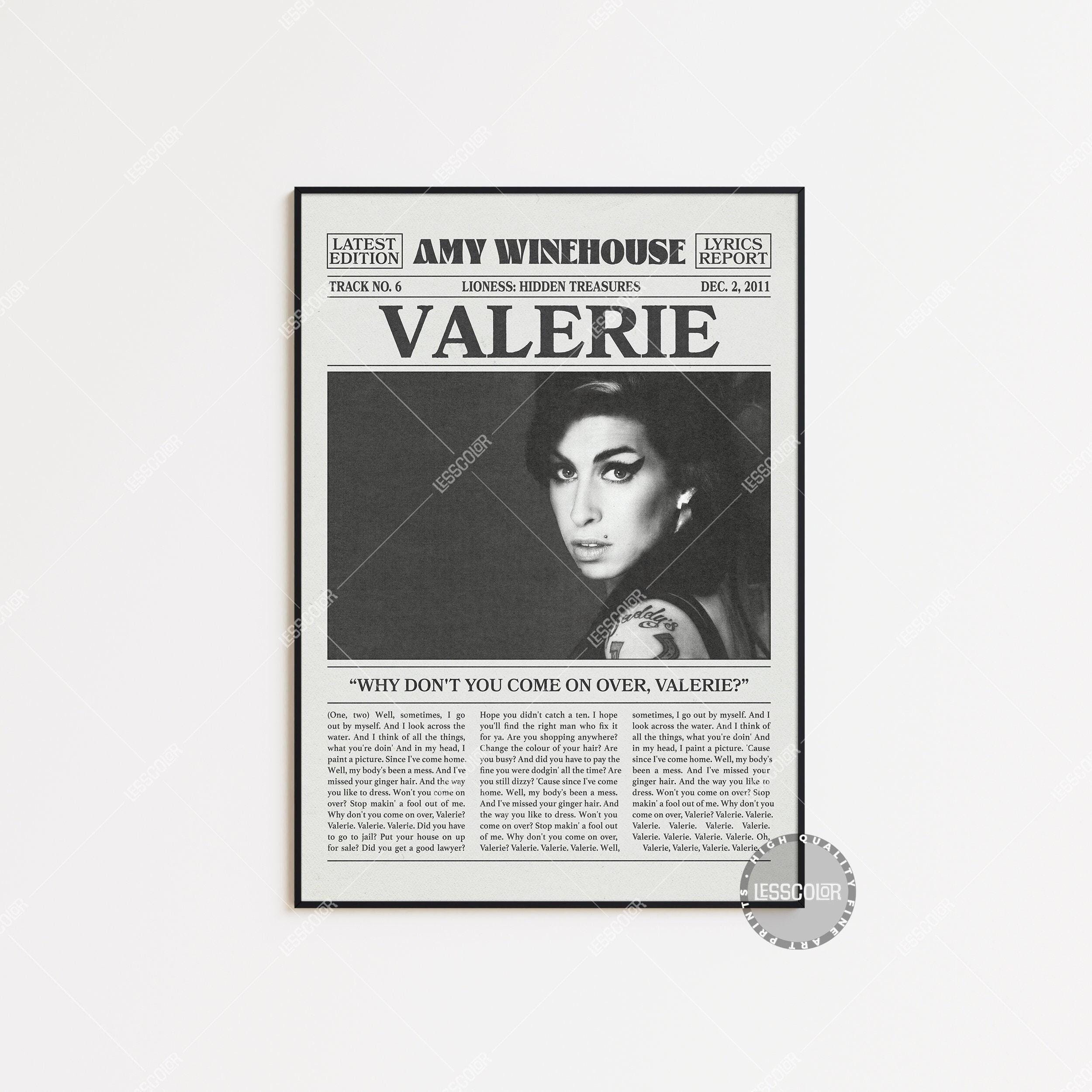 Amy Winehouse Retro Newspaper Print, Valerie Poster main variant image