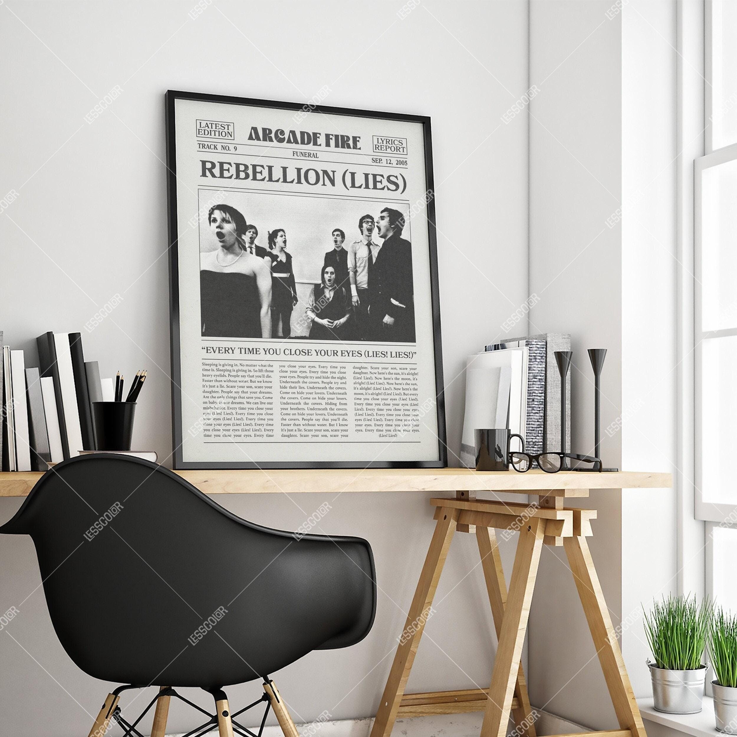 Arcade Fire Retro Newspaper Print, Rebellion (Lies) Poster