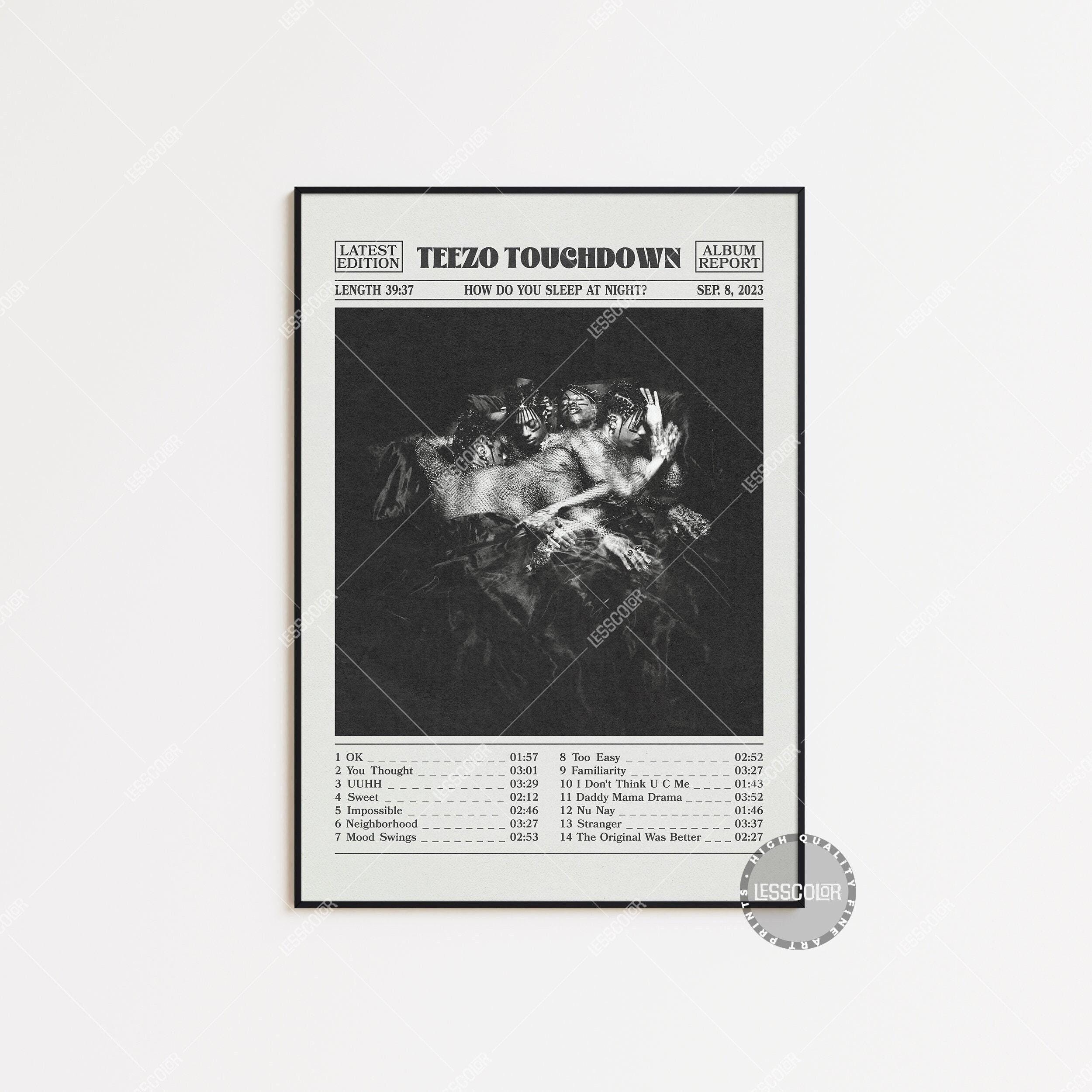 Teezo Touchdown Retro Newspaper Print, How Do You Sleep at Night? Poster main variant image