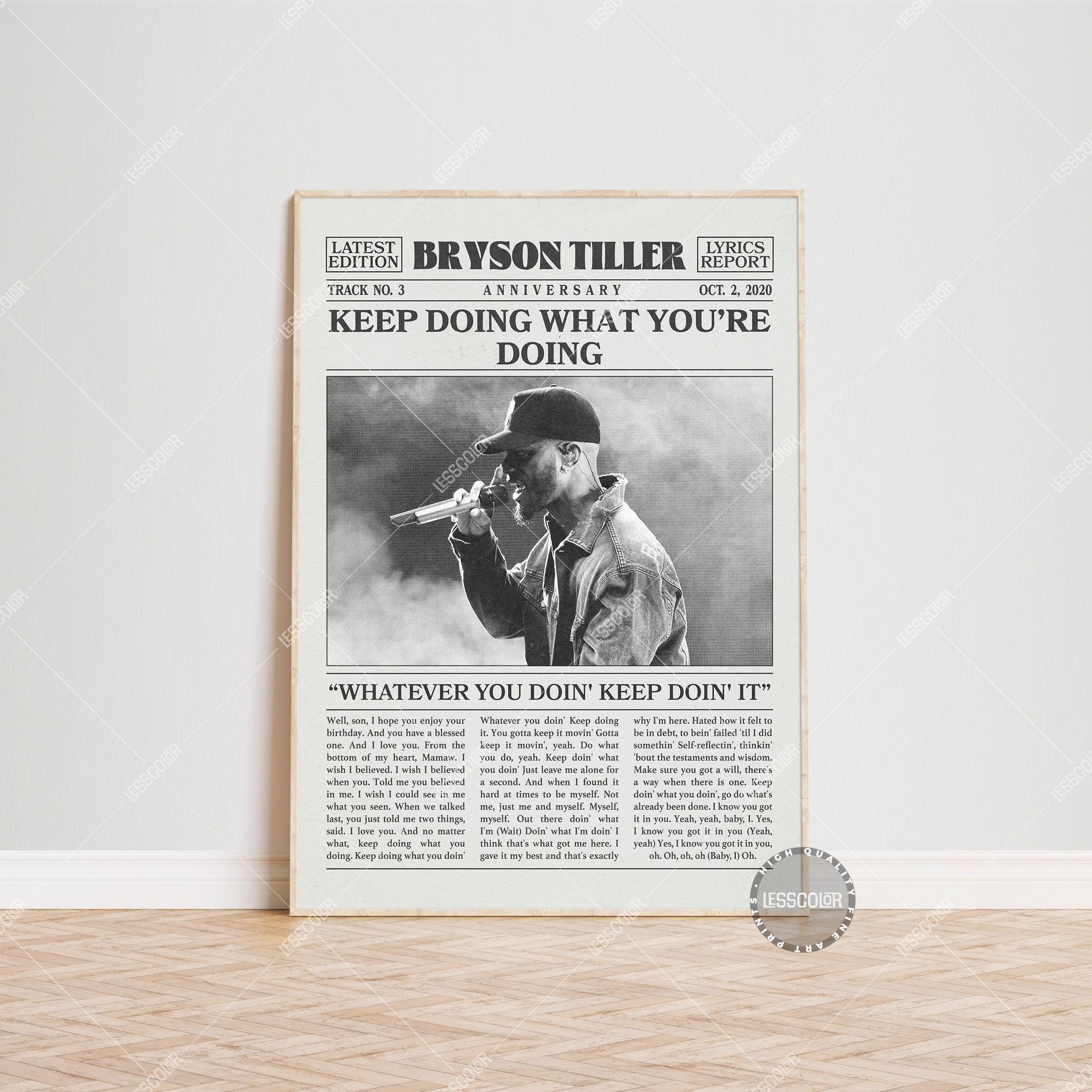Bryson Tiller Newspaper Print, Aniveserry Poster