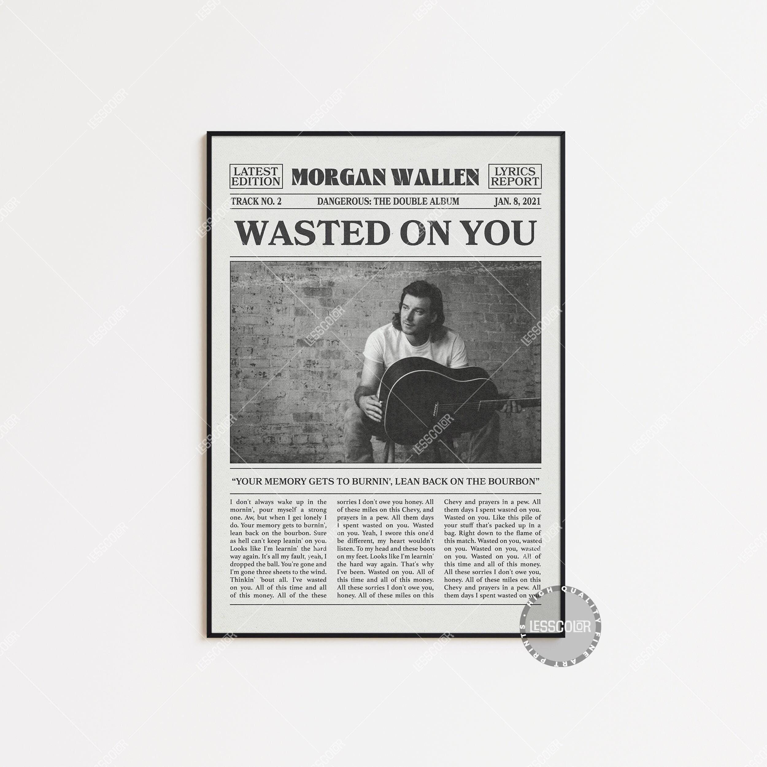 Morgan Wallen Retro Newspaper Print, Wasted on You Poster main variant image