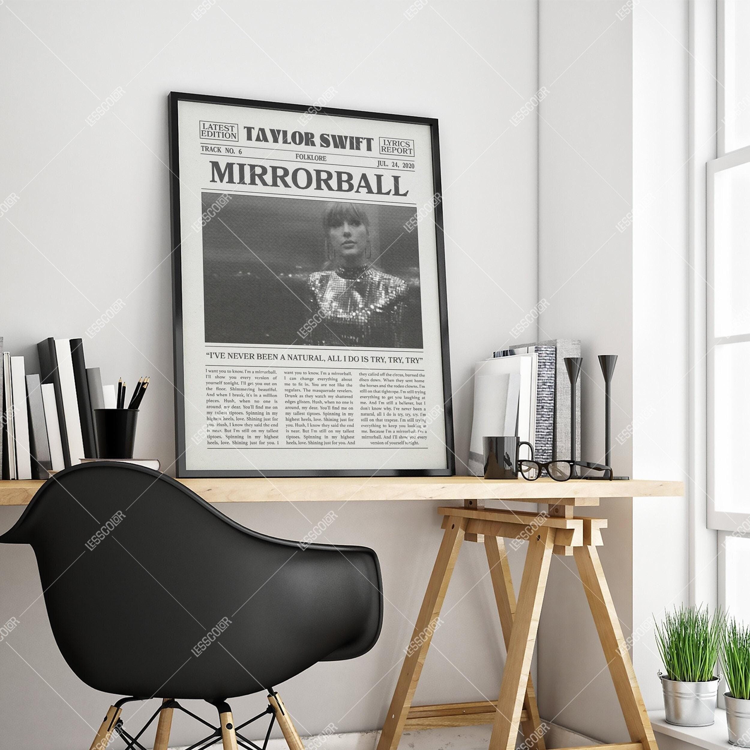 Taylor Swift Retro Newspaper Print, Mirrorball Poster