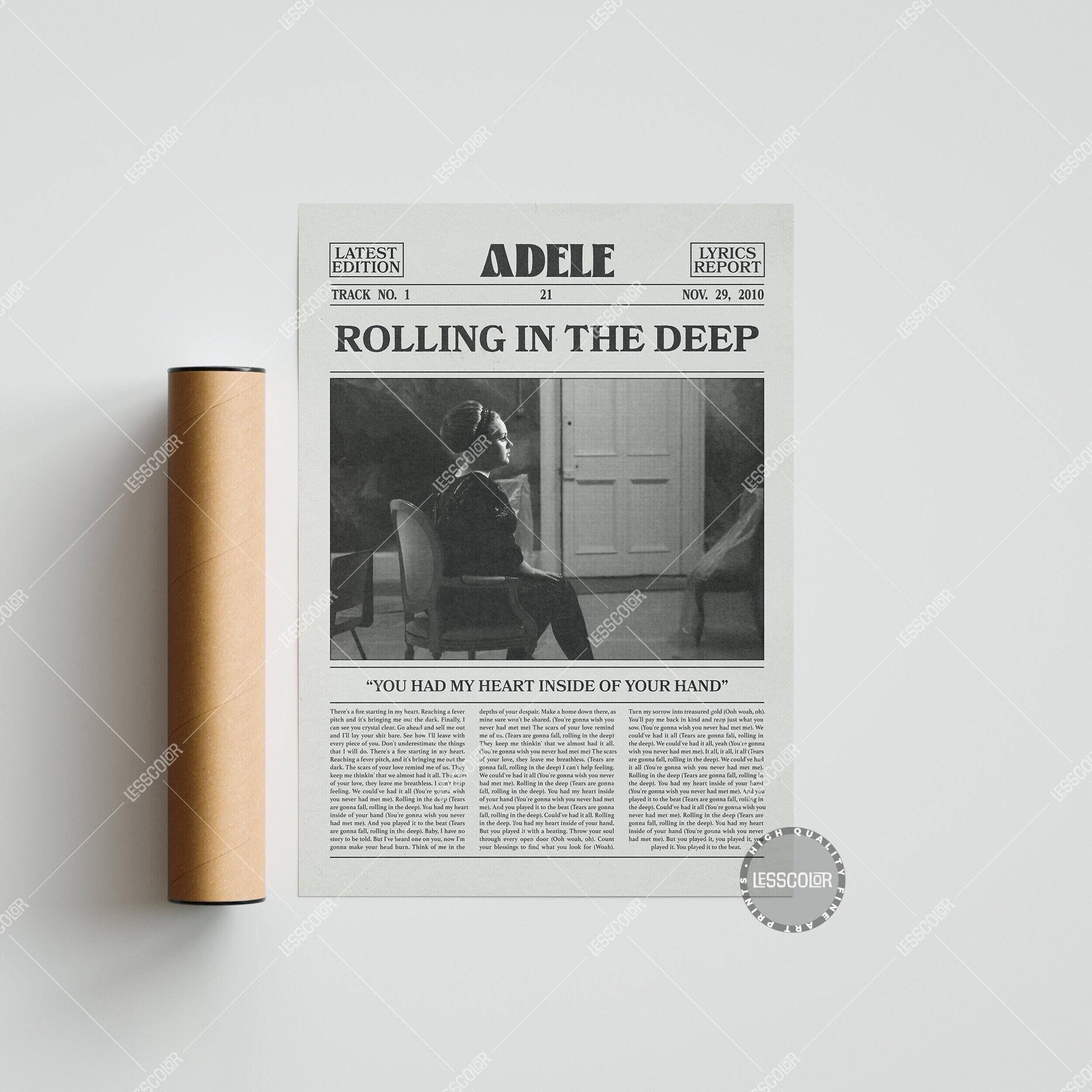 Adele Retro Newspaper Print, Rolling in the Deep Poster