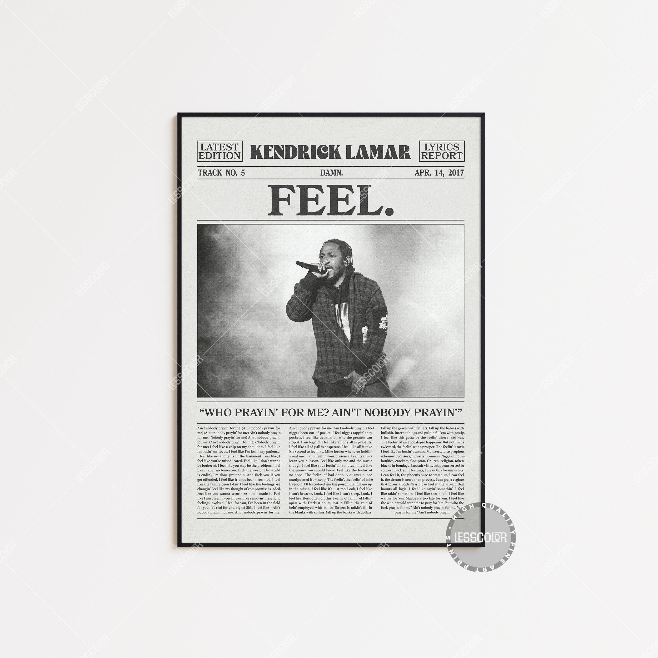 Kendrick Lamar Retro Newspaper Print, FEEL. Poster