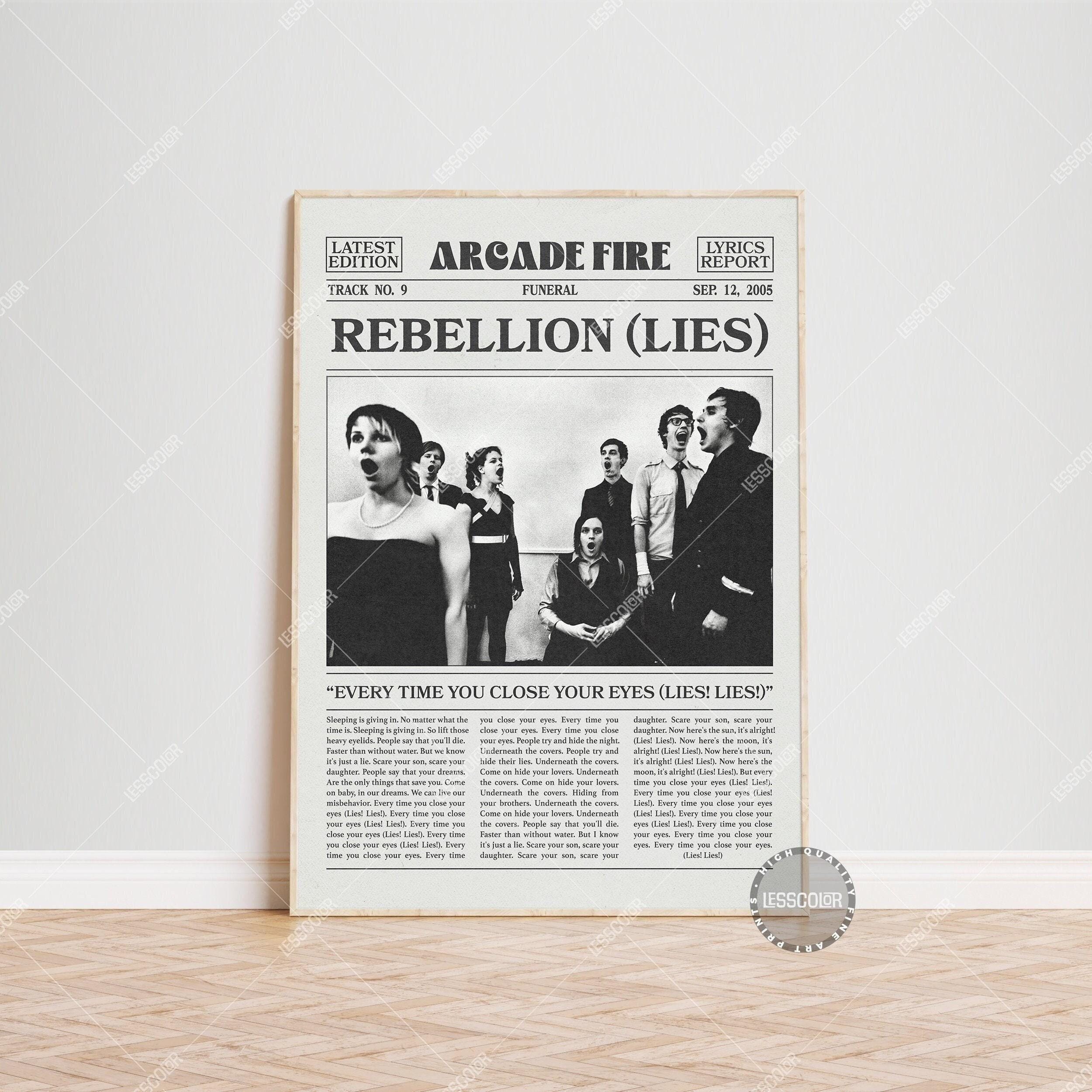Arcade Fire Retro Newspaper Print, Rebellion (Lies) Poster