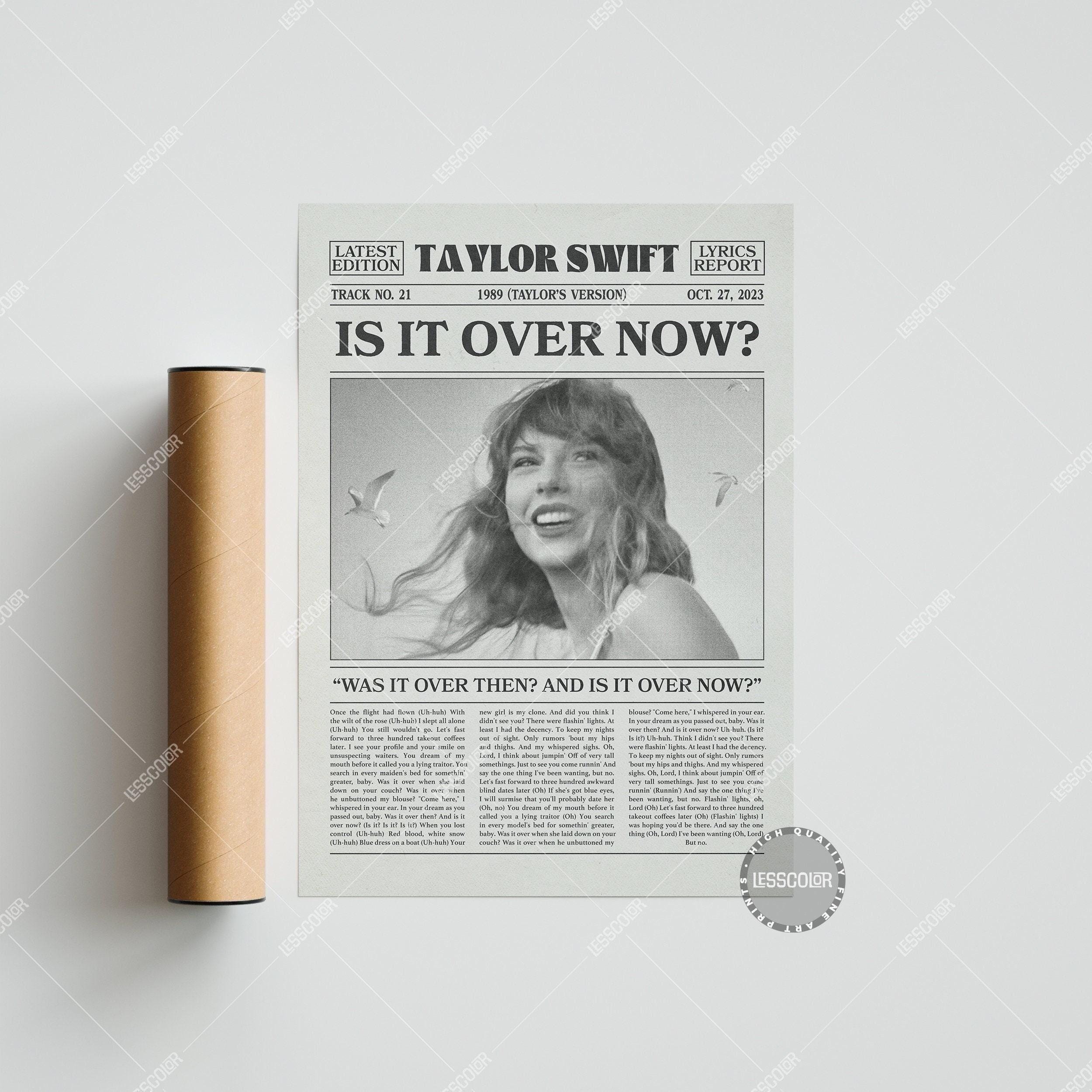 Taylor Swift Retro Newspaper Print, Is It Over Now? Poster