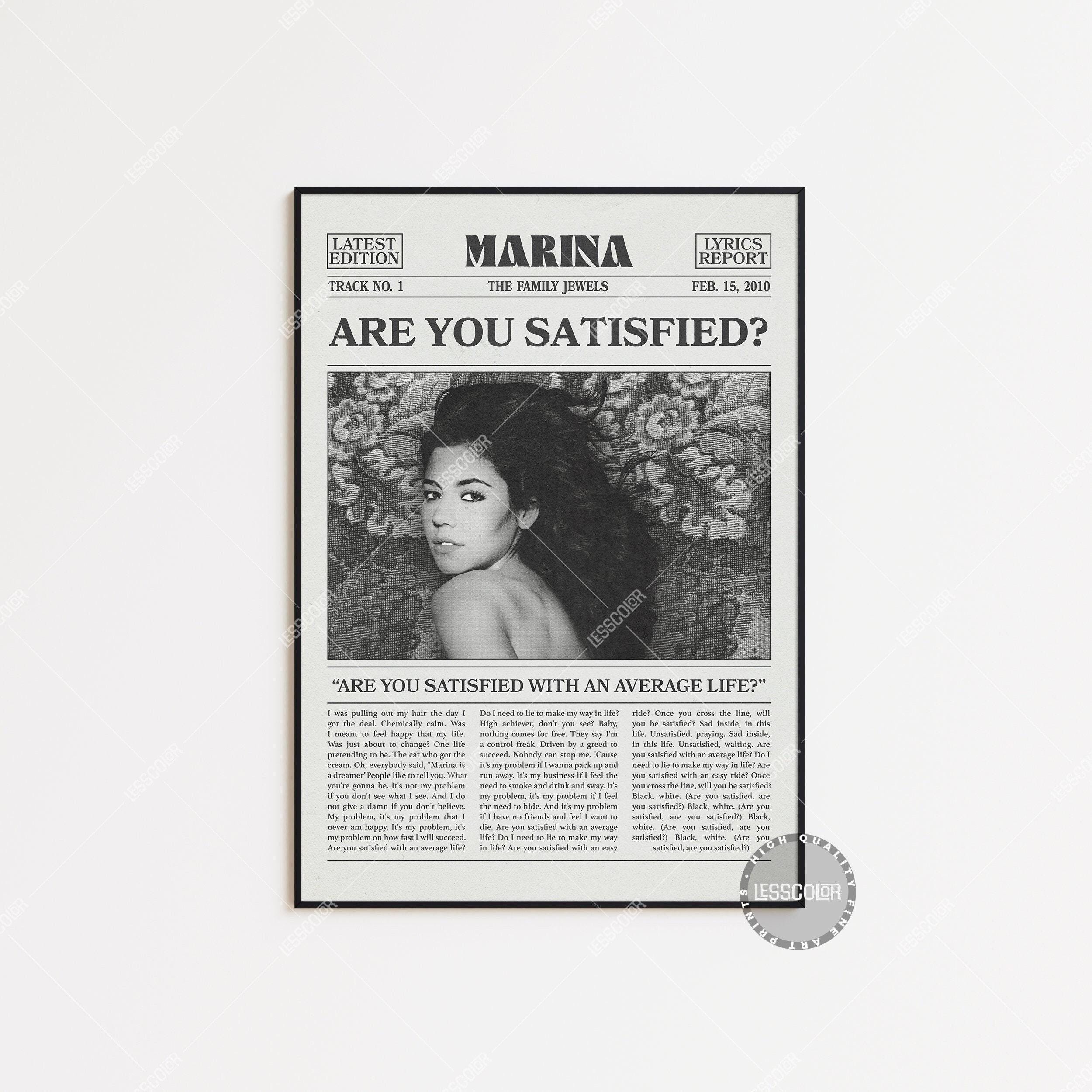 Marina Retro Newspaper Print, Are You Satisfied? Poster main variant image