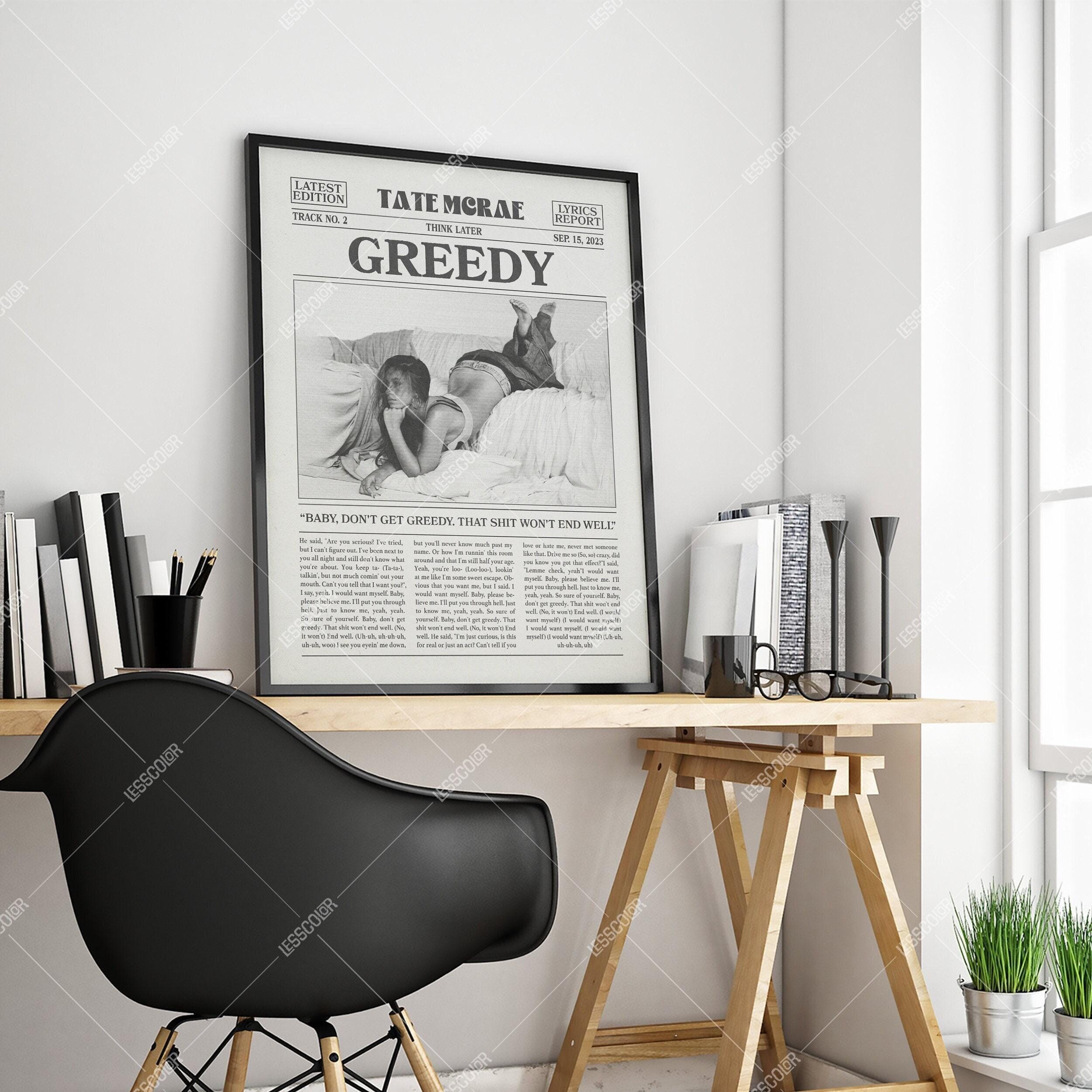 Tate McRae Retro Newspaper Print, Greedy Poster