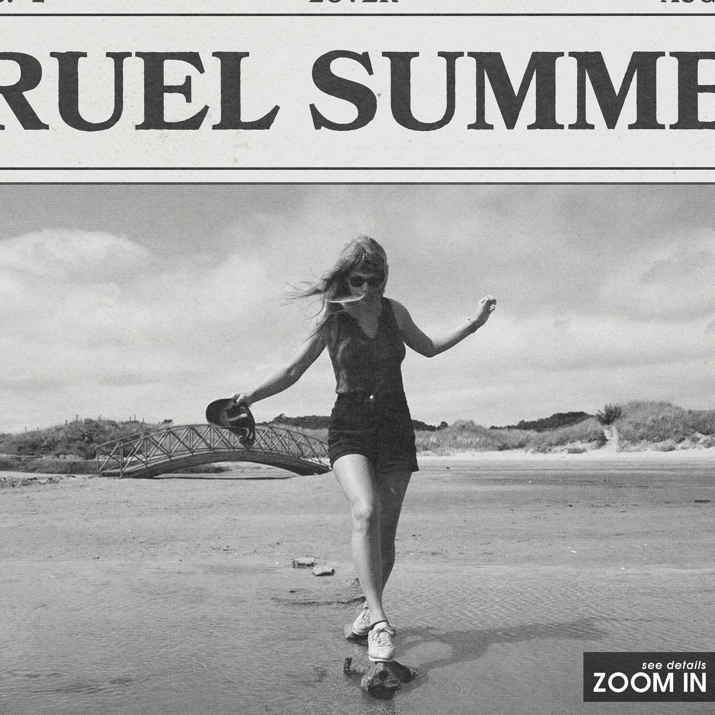 Taylor Swift Retro Newspaper Print, Cruel Summer Poster