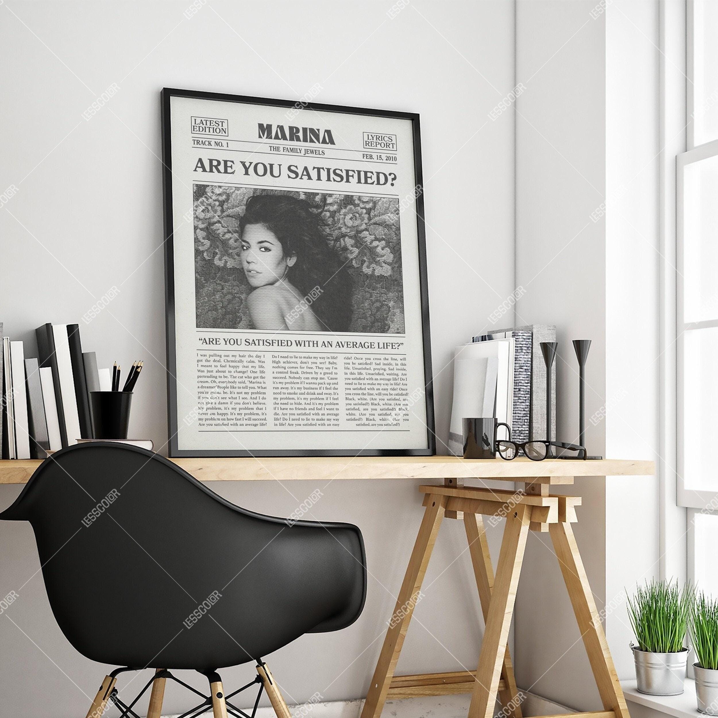 Marina Retro Newspaper Print, Are You Satisfied? Poster