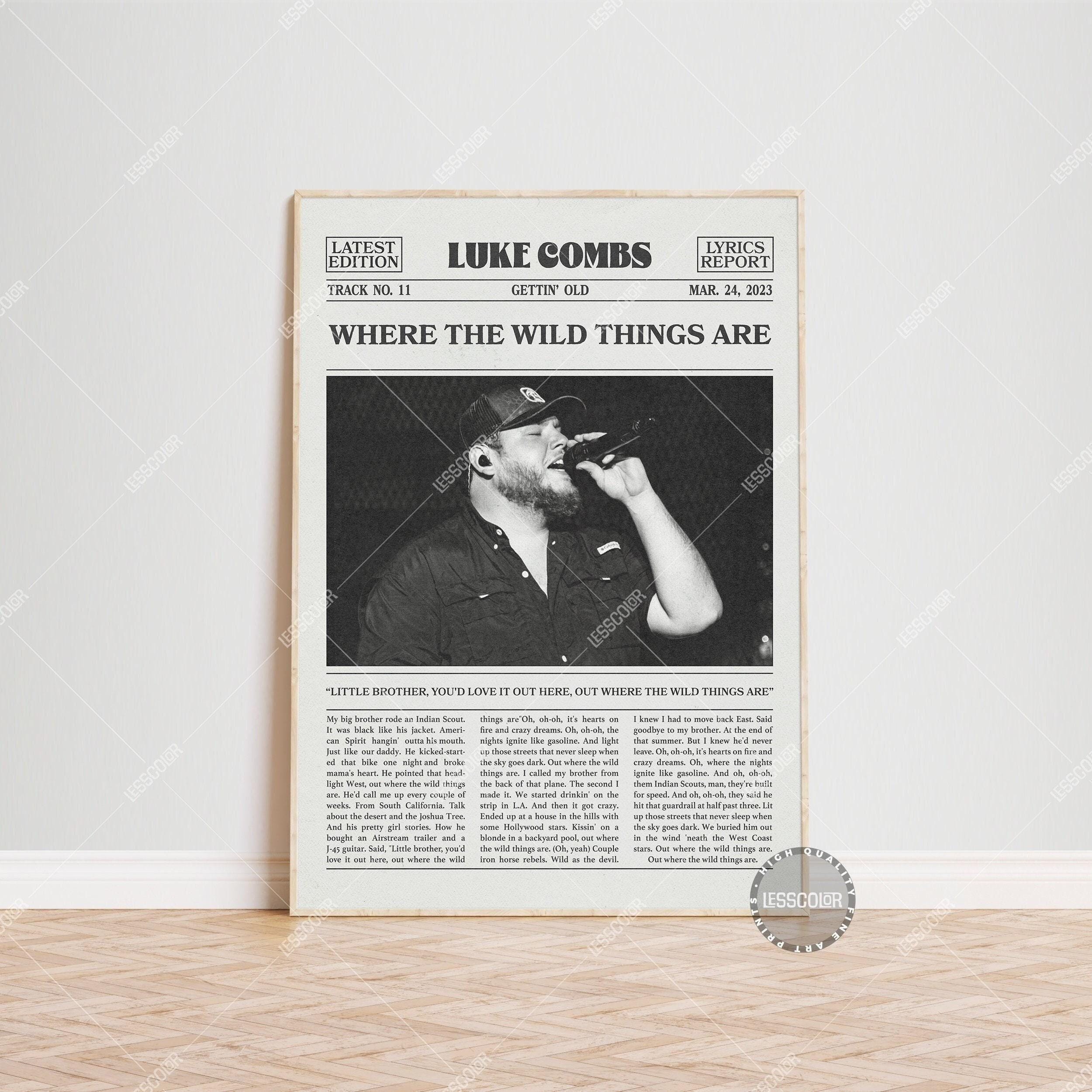 Luke Combs Retro Newspaper Print, Where the Wild Things Are Poster