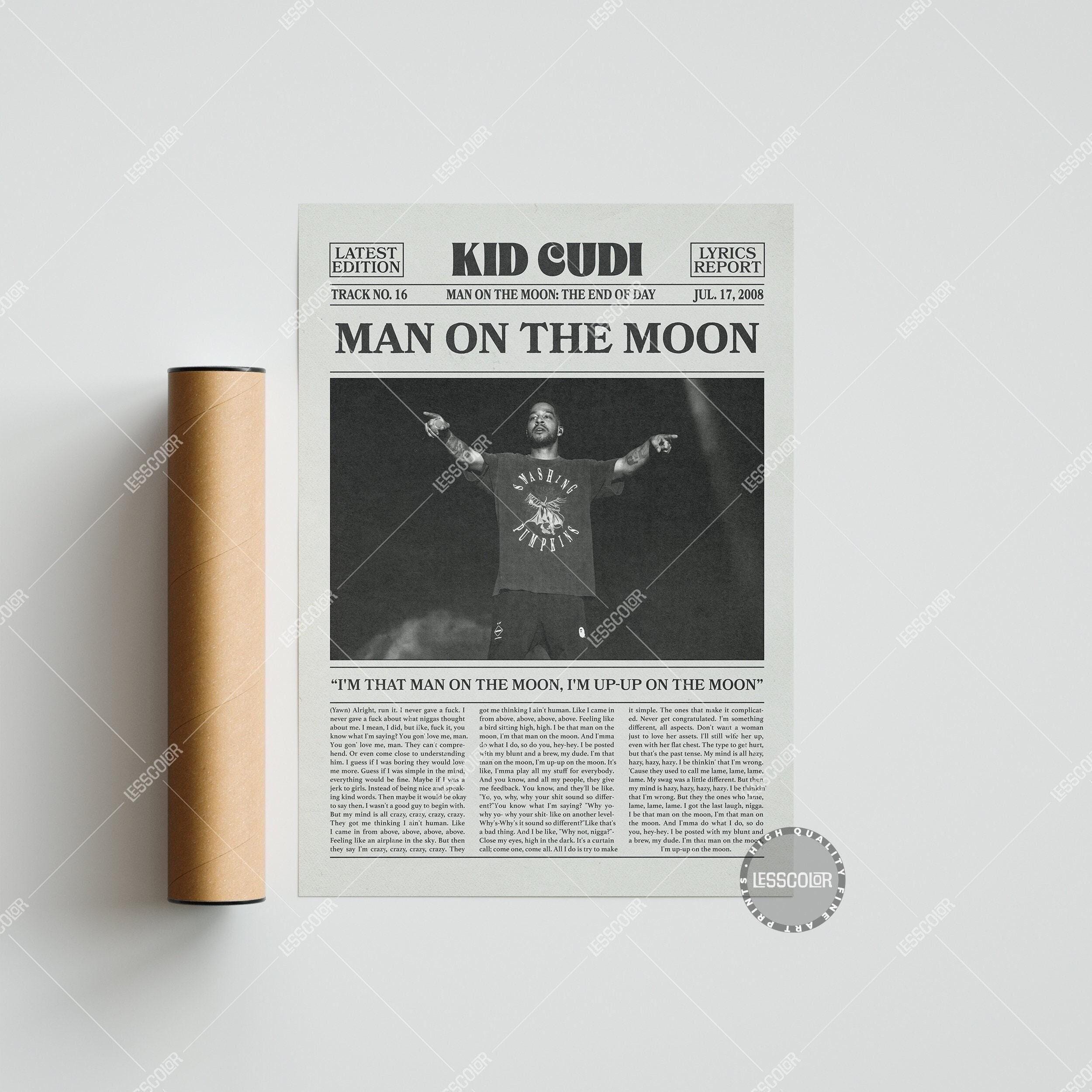 Kid Cudi Retro Newspaper Print, Man on the Moon: The End of Day Poster