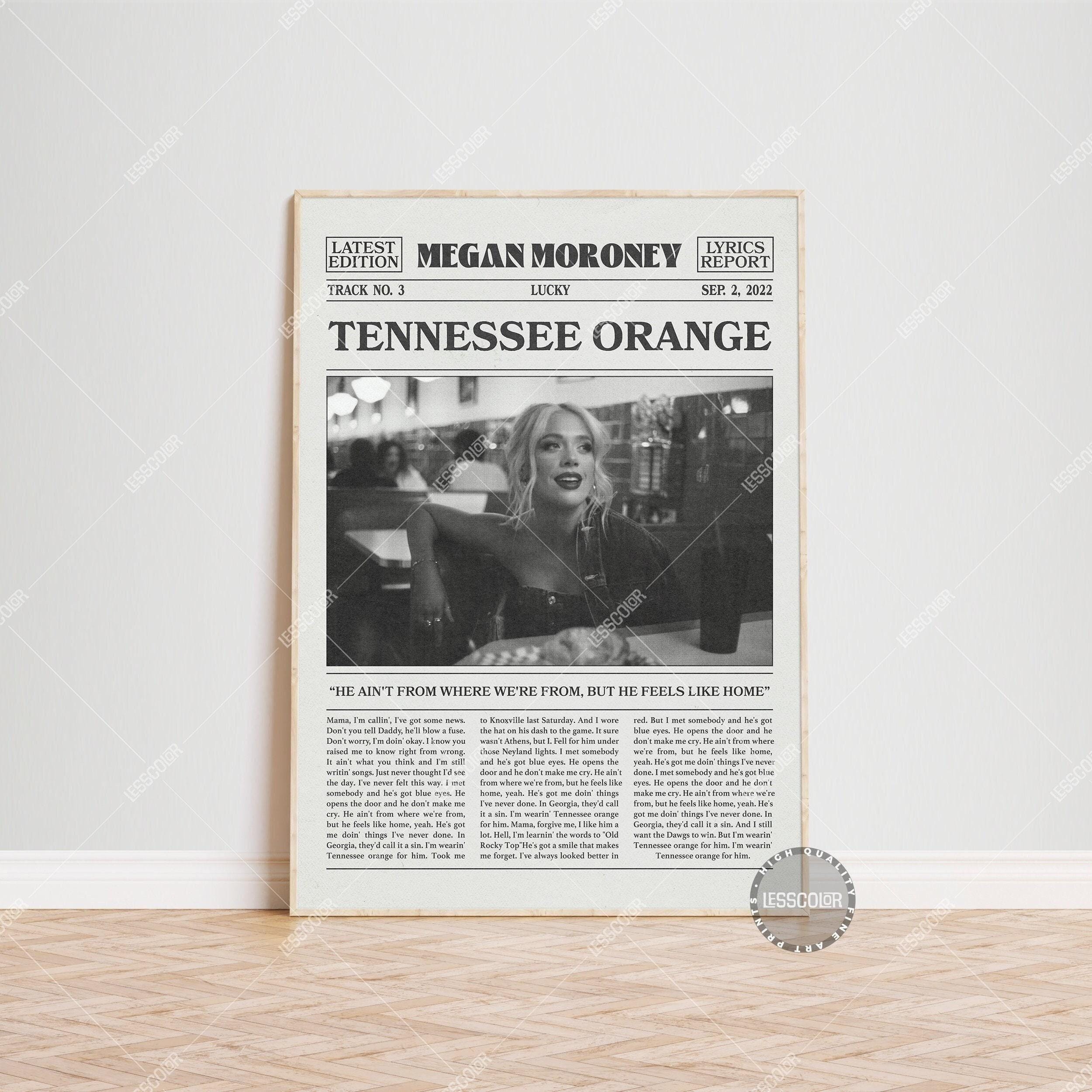 Megan Moroney Retro Newspaper Print, Tennessee Orange Poster