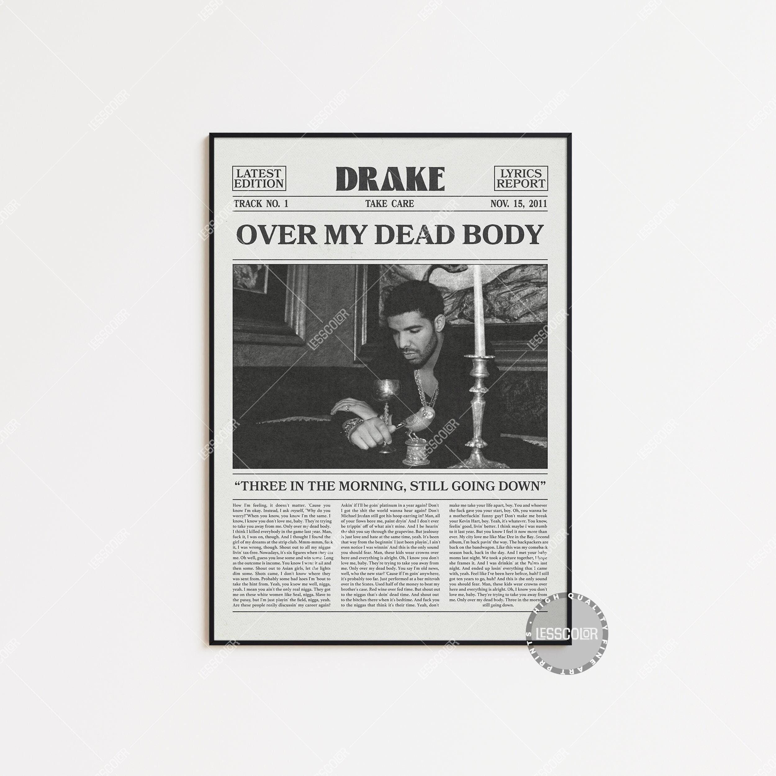 Drake Retro Newspaper Print, Over My Dead Body Poster main variant image