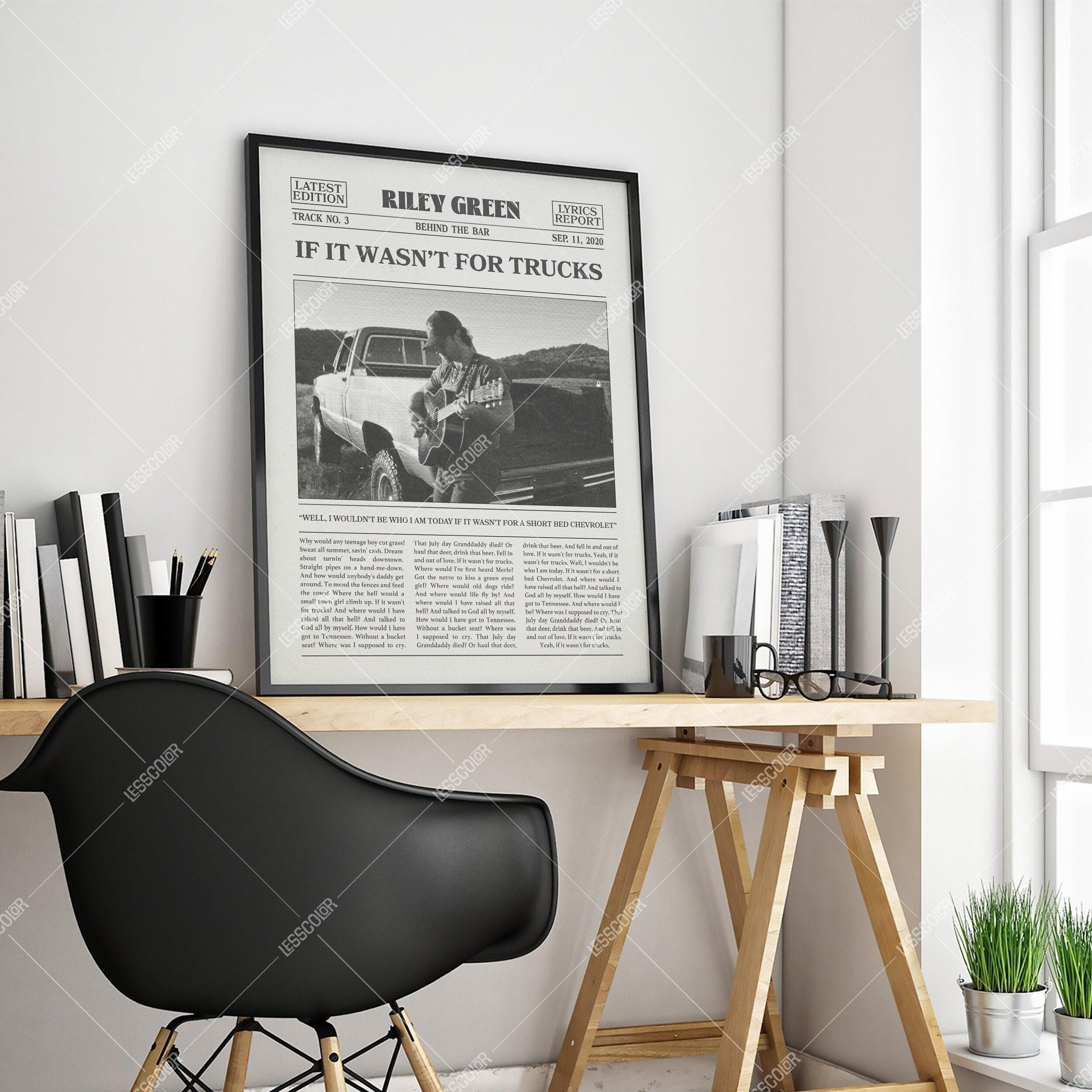 Riley Green Retro Newspaper Print, If It Wasn’t For Trucks Poster