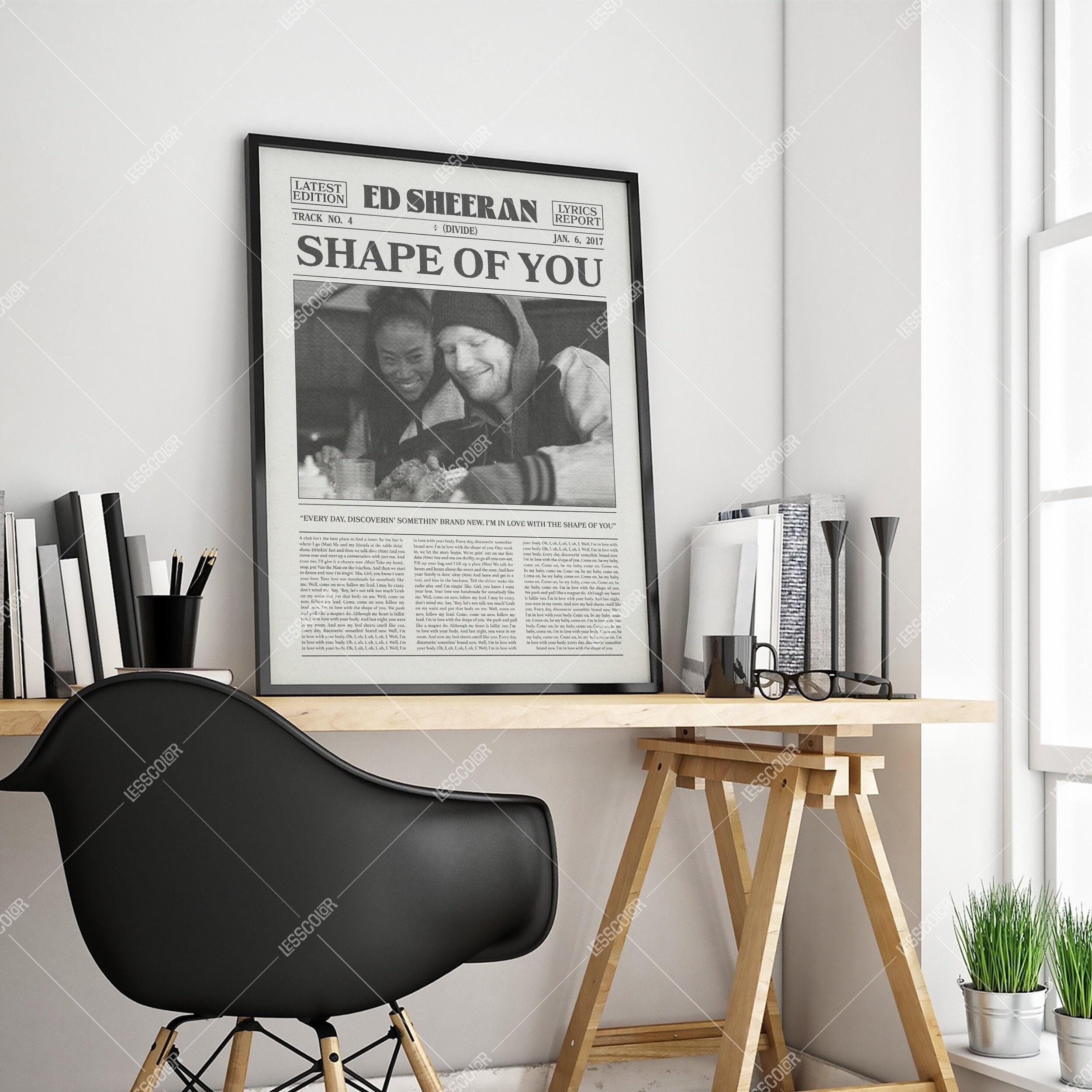 Ed Sheeran Retro Newspaper Print, Shape of You Poster