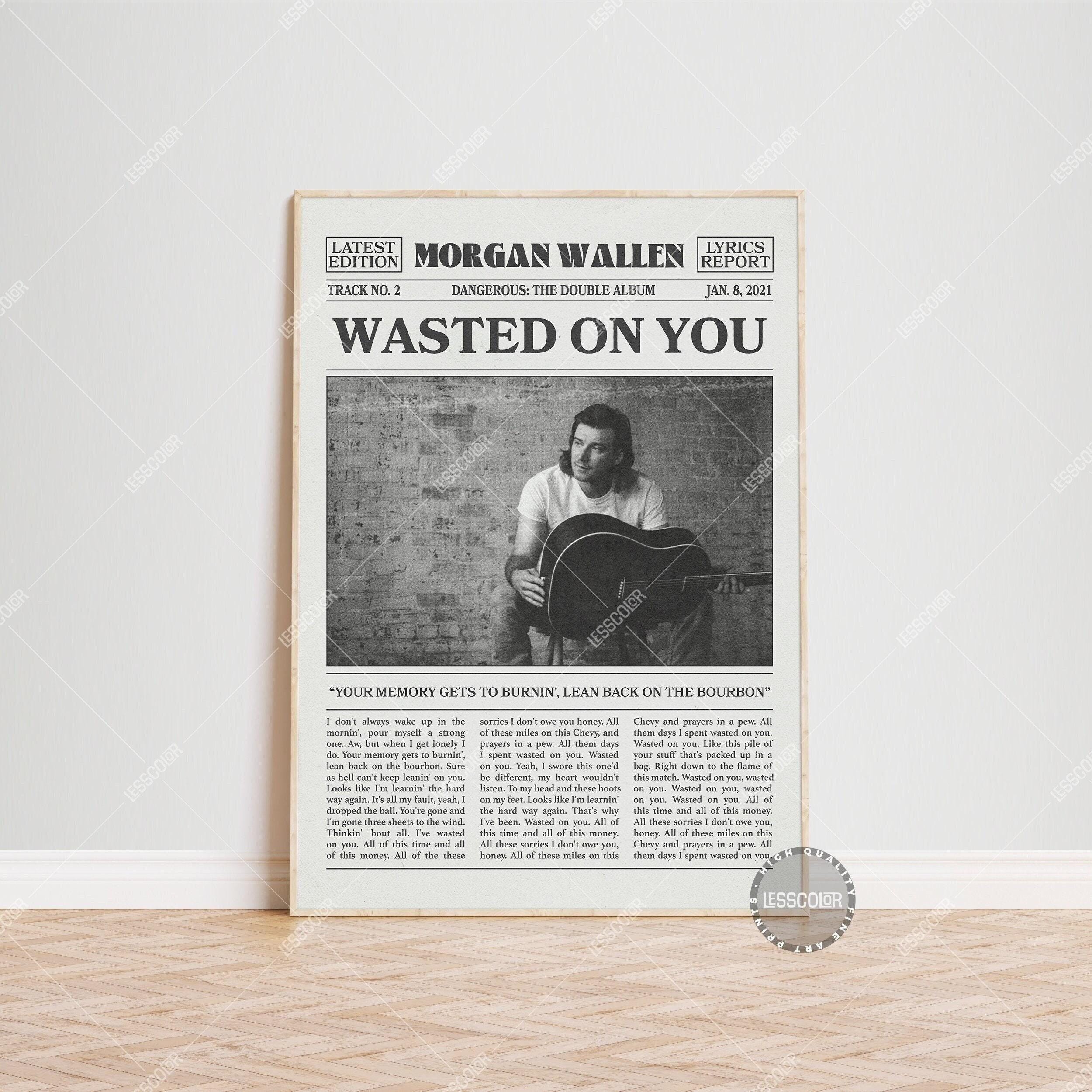 Morgan Wallen Retro Newspaper Print, Wasted on You Poster