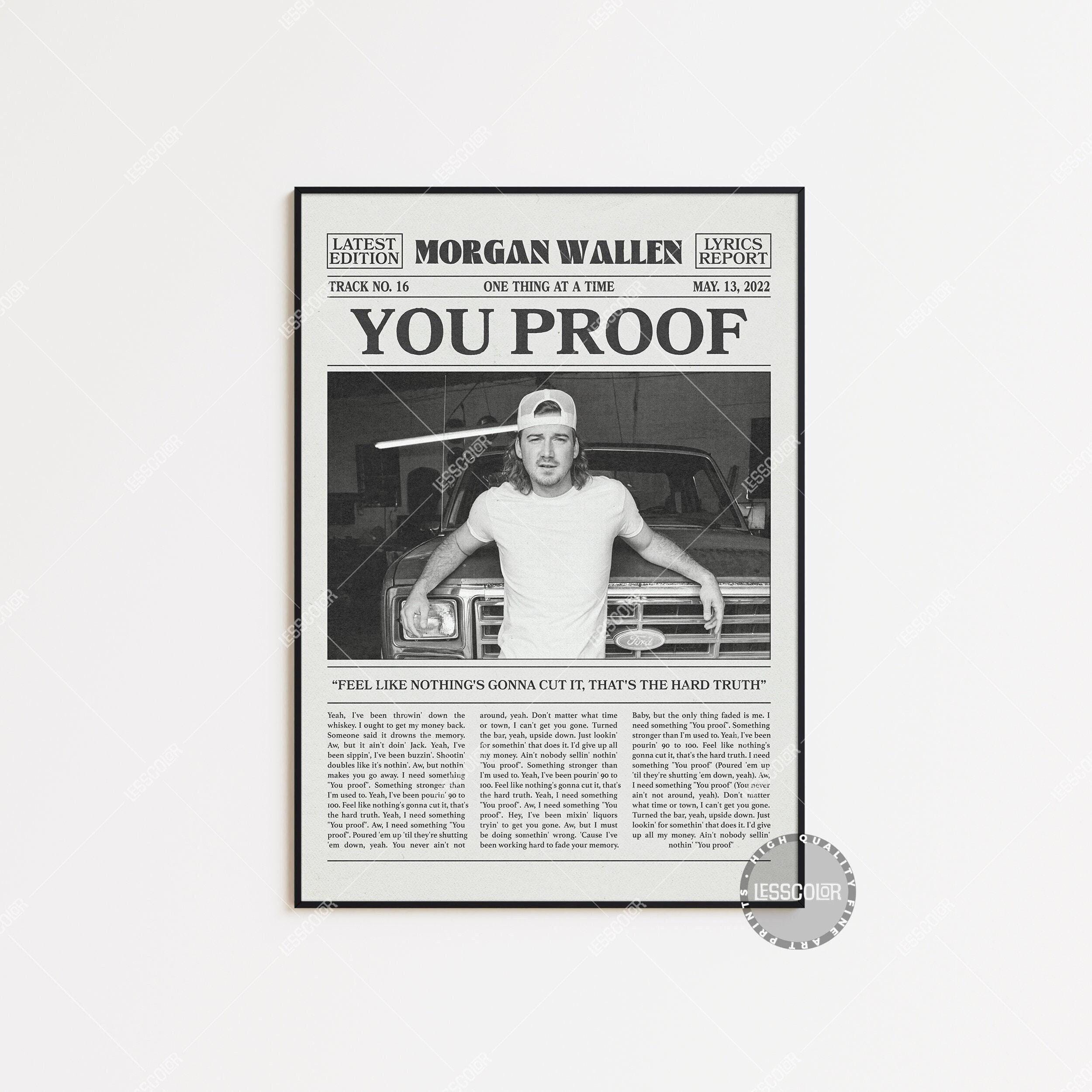 Morgan Wallen Retro Newspaper Print, You Proof Poster