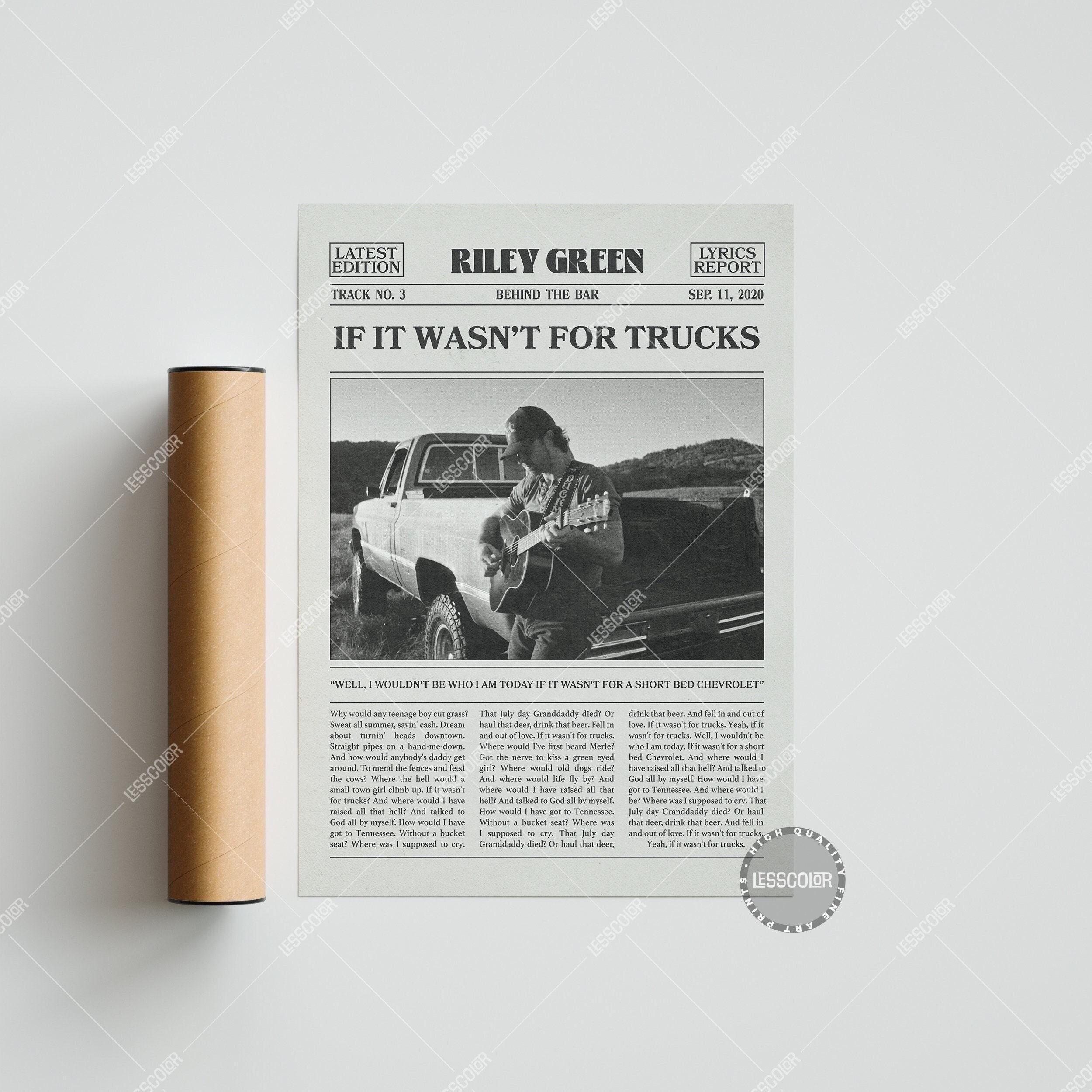 Riley Green Retro Newspaper Print, If It Wasn’t For Trucks Poster