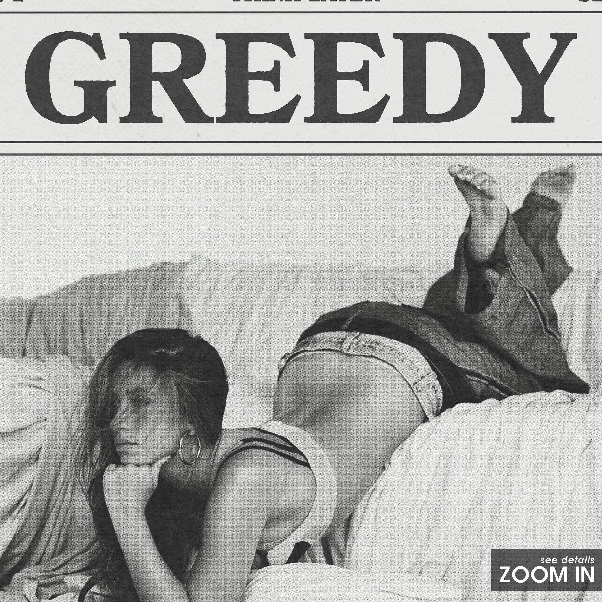 Tate McRae Retro Newspaper Print, Greedy Poster