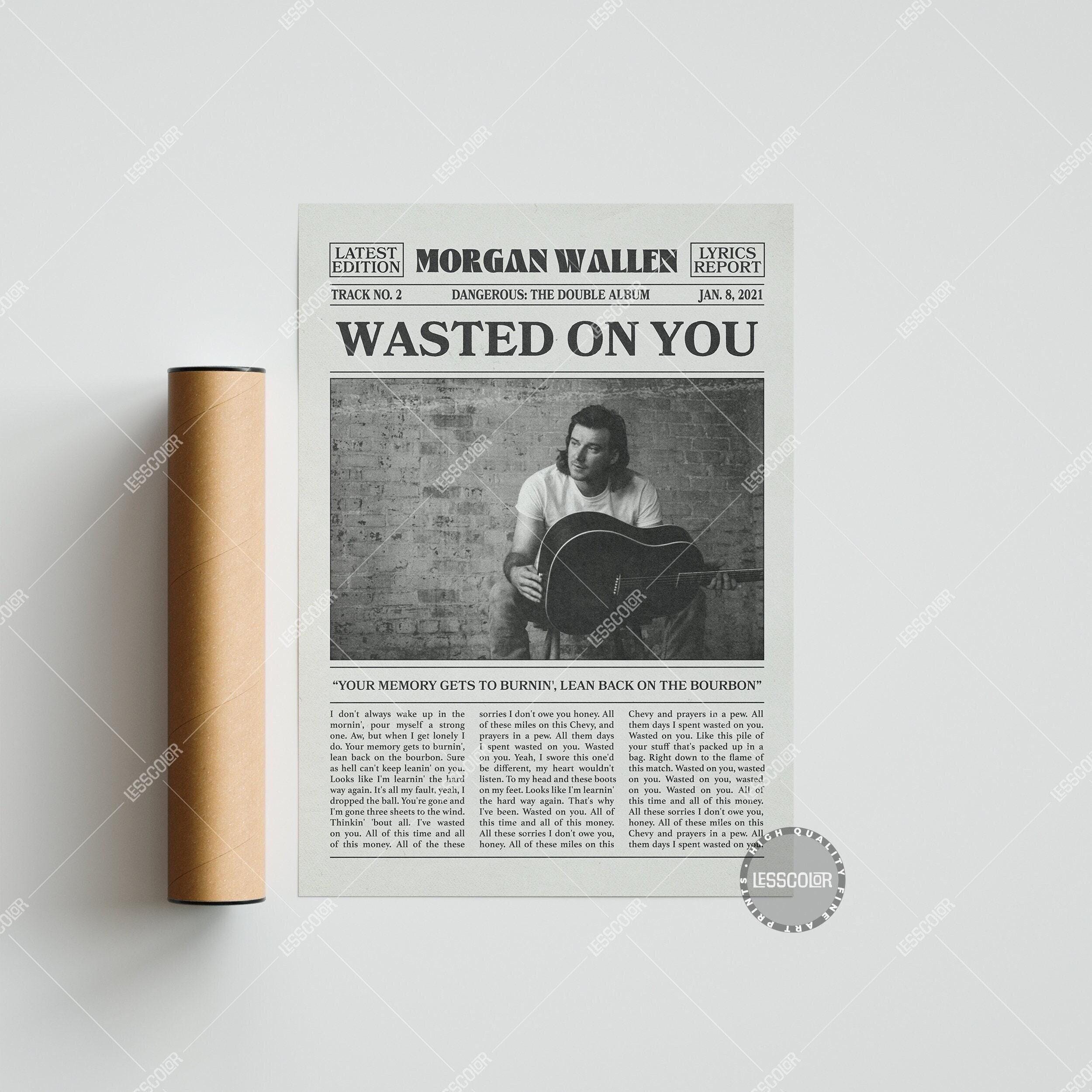 Morgan Wallen Retro Newspaper Print, Wasted on You Poster
