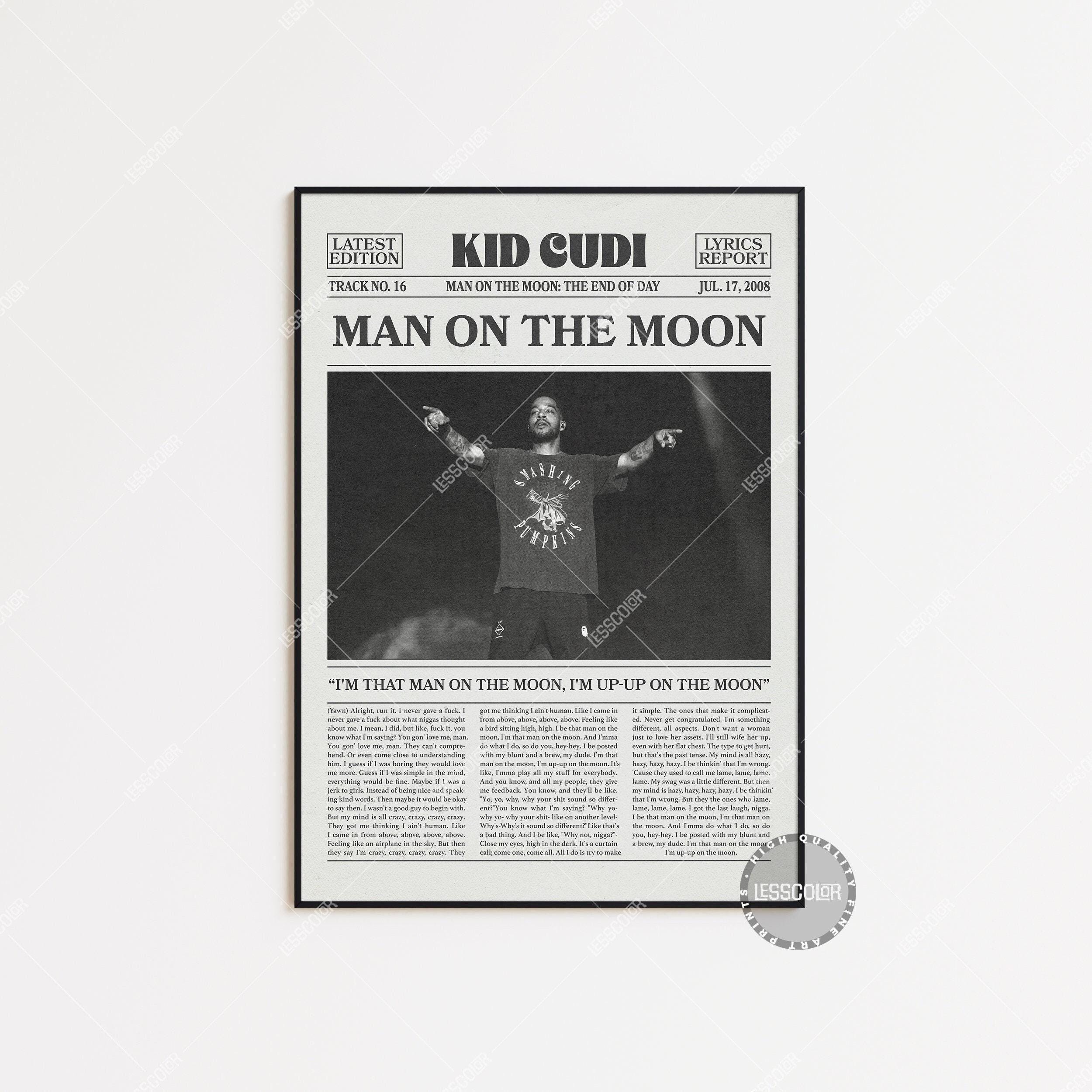 Kid Cudi Retro Newspaper Print, Man on the Moon: The End of Day Poster