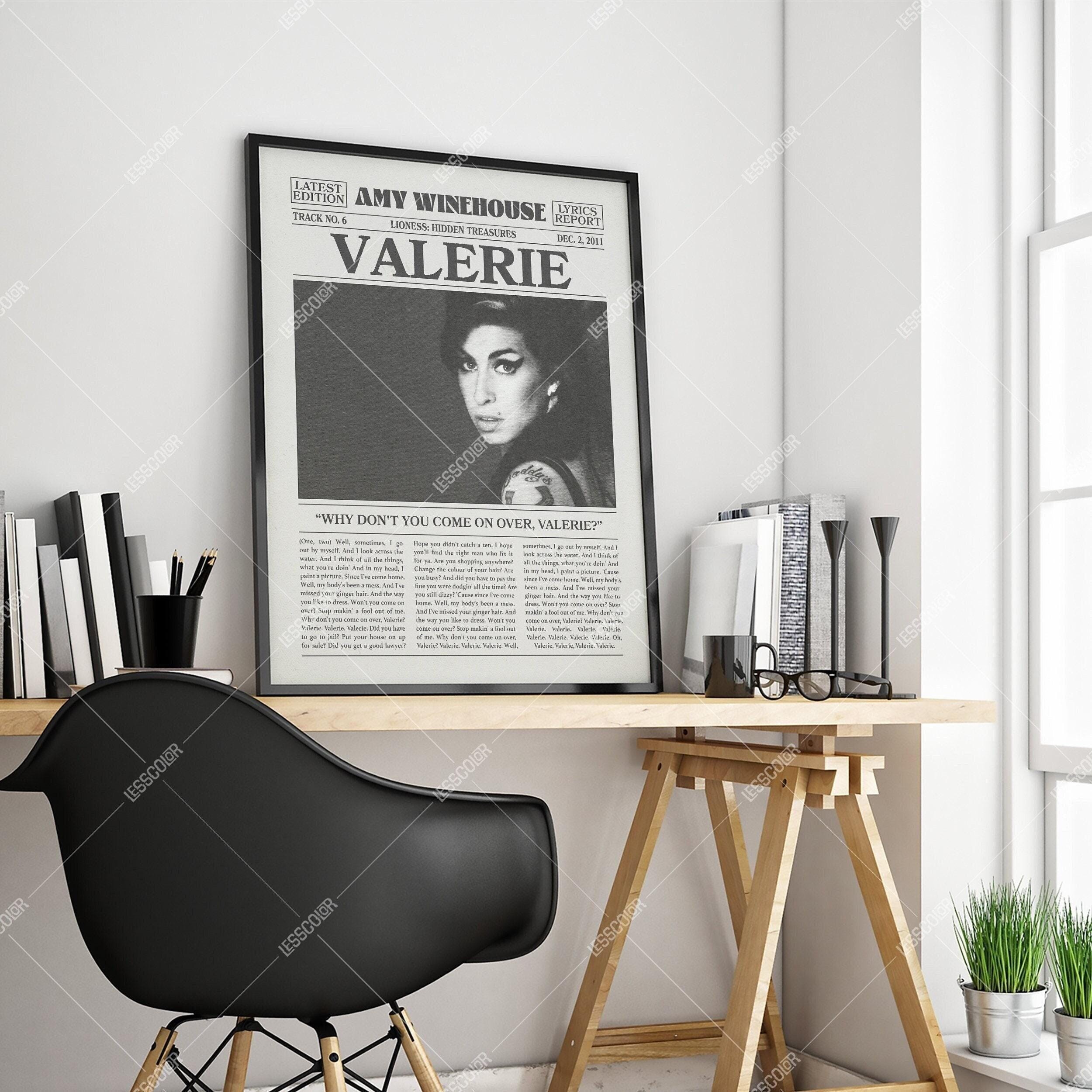 Amy Winehouse Retro Newspaper Print, Valerie Poster