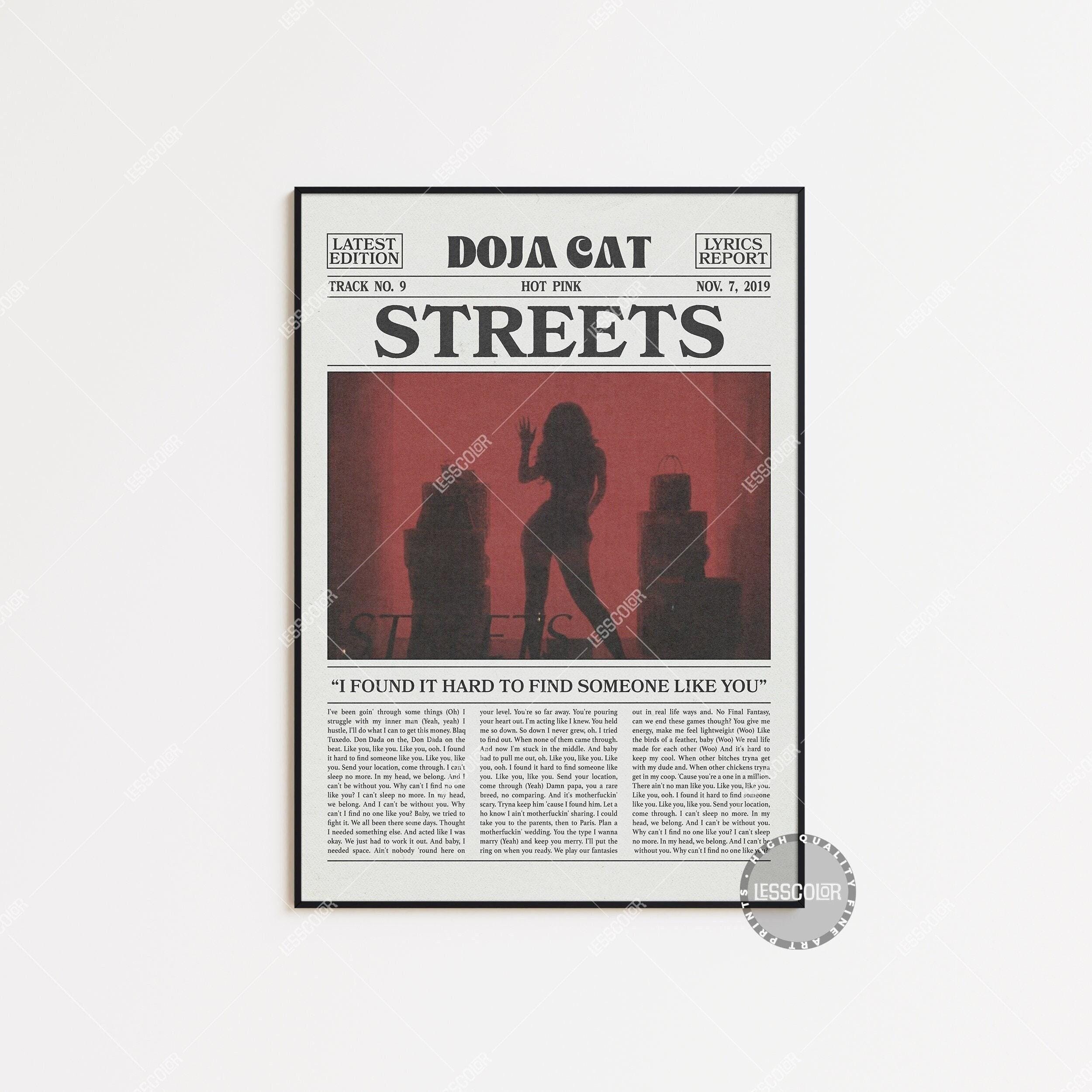 Doja Cat Retro Newspaper Print, Streets Poster