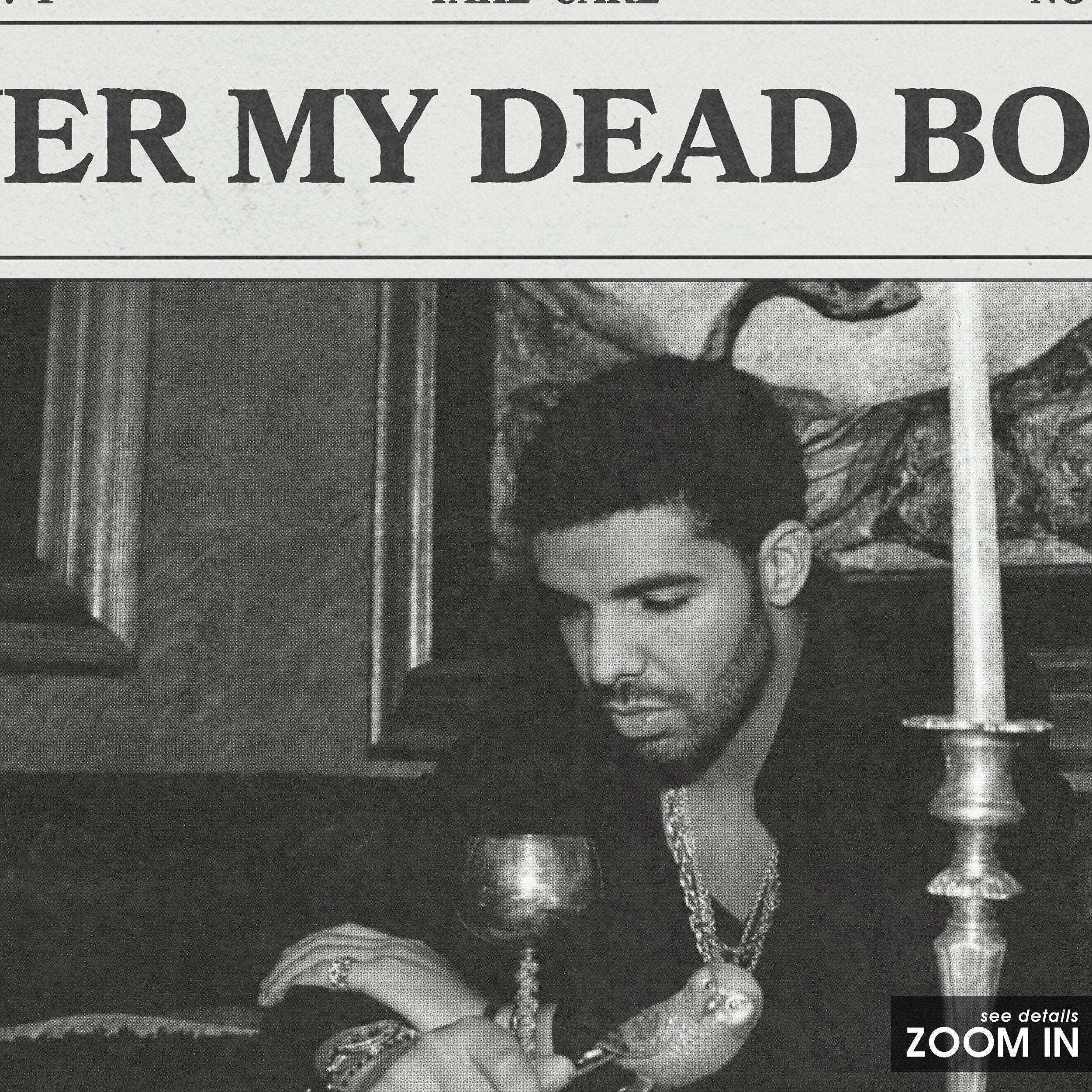 Drake Retro Newspaper Print, Over My Dead Body Poster