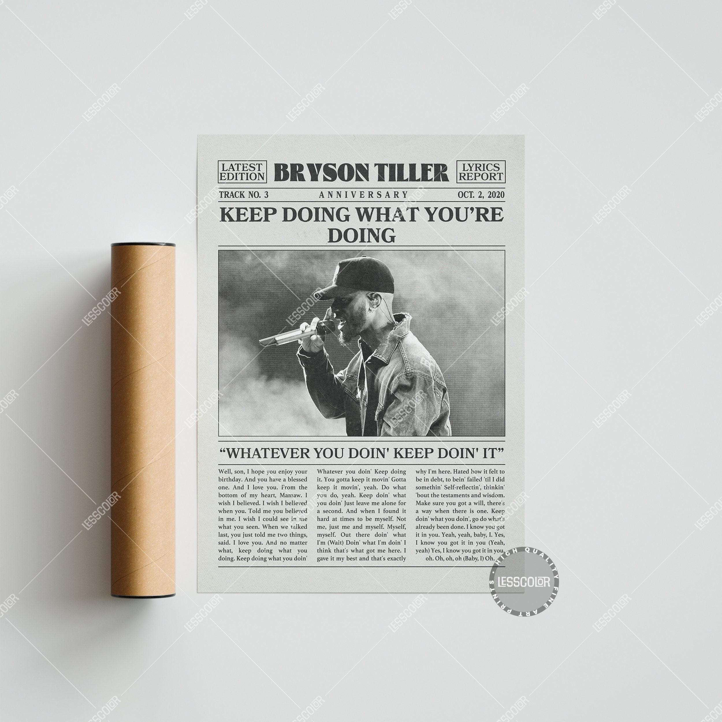 Bryson Tiller Newspaper Print, Aniveserry Poster