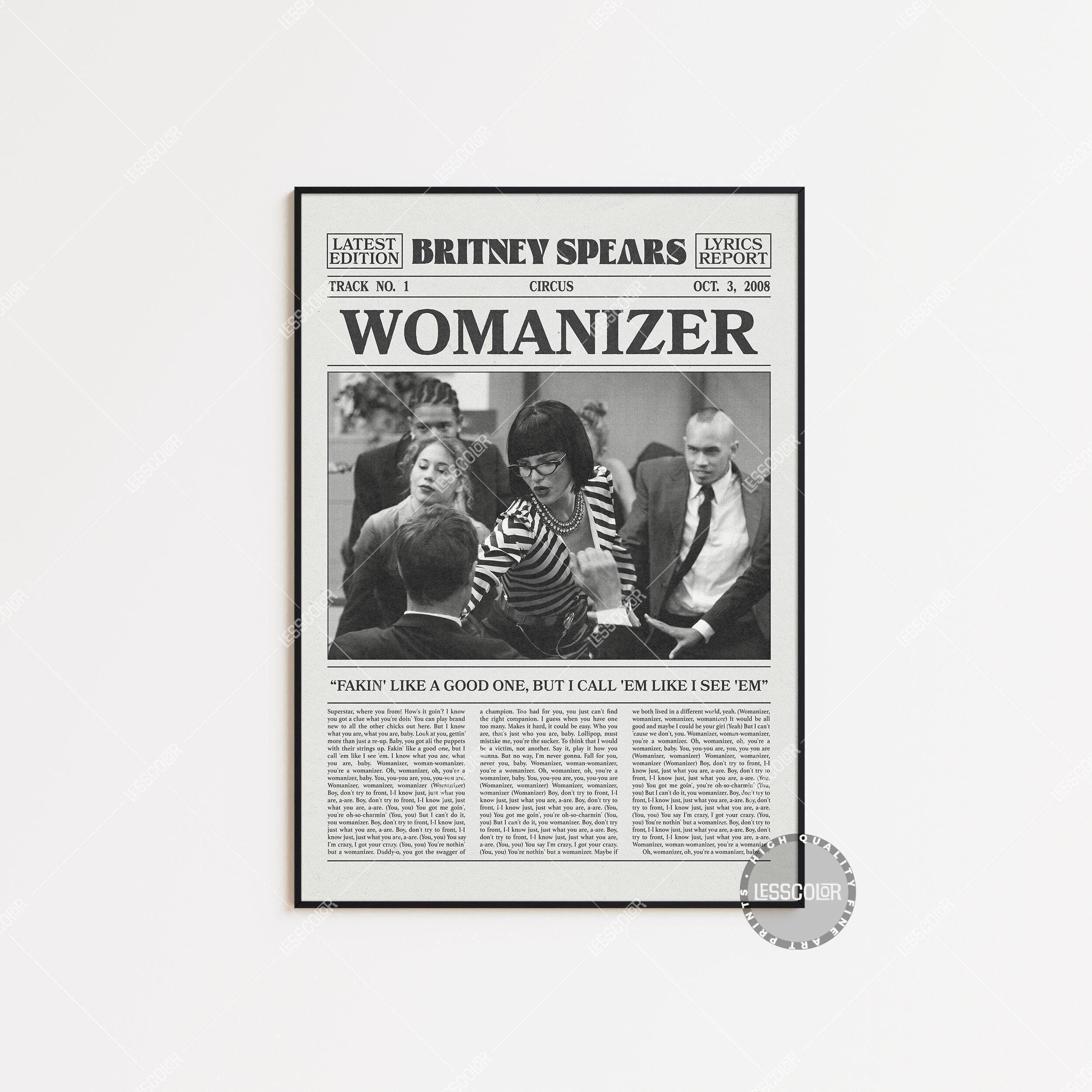 Britney Spears Newspaper Print, Womanizer Poster