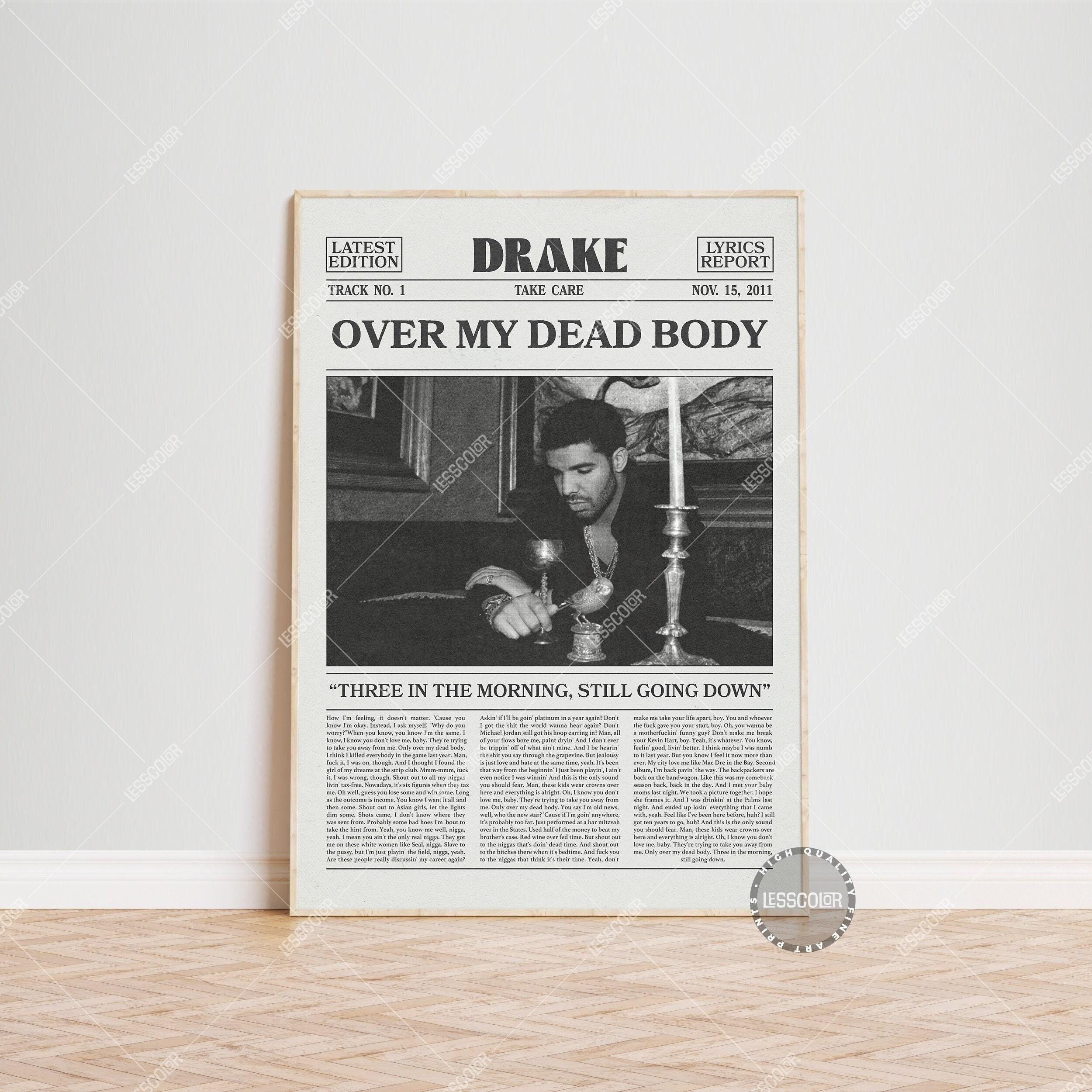 Drake Retro Newspaper Print, Over My Dead Body Poster