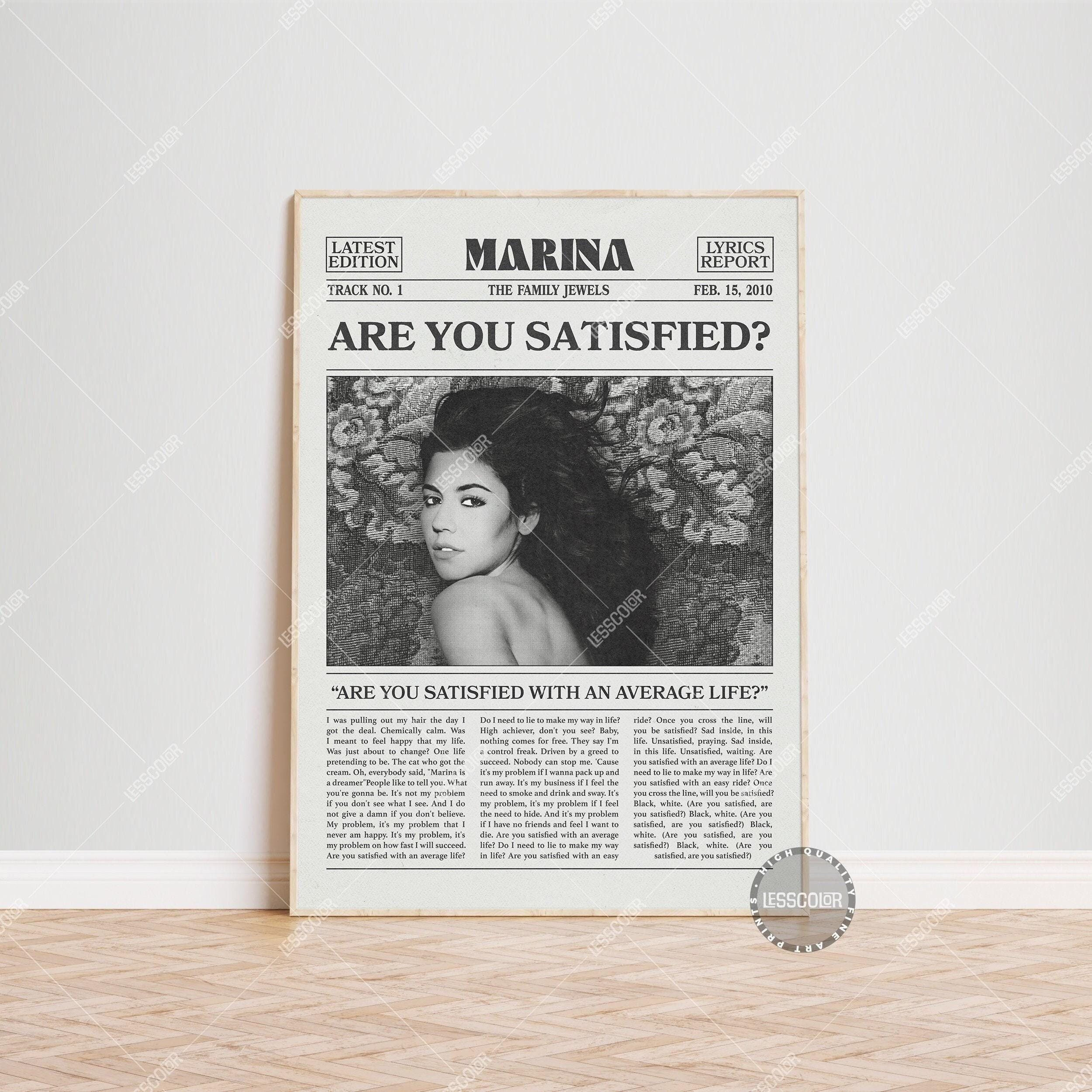 Marina Retro Newspaper Print, Are You Satisfied? Poster
